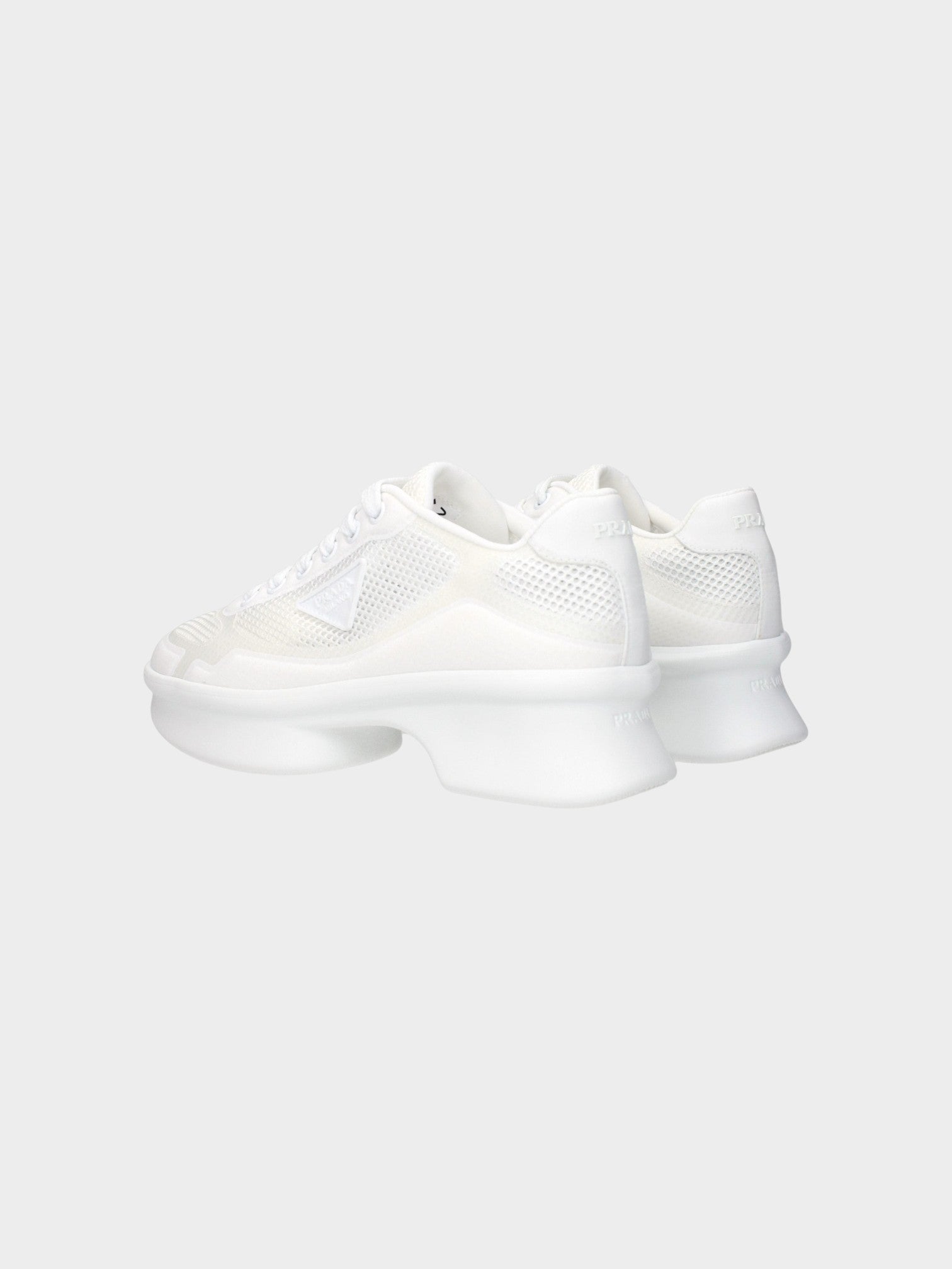 Prada White Fabric Athletic Sneakers-thumbmail-4