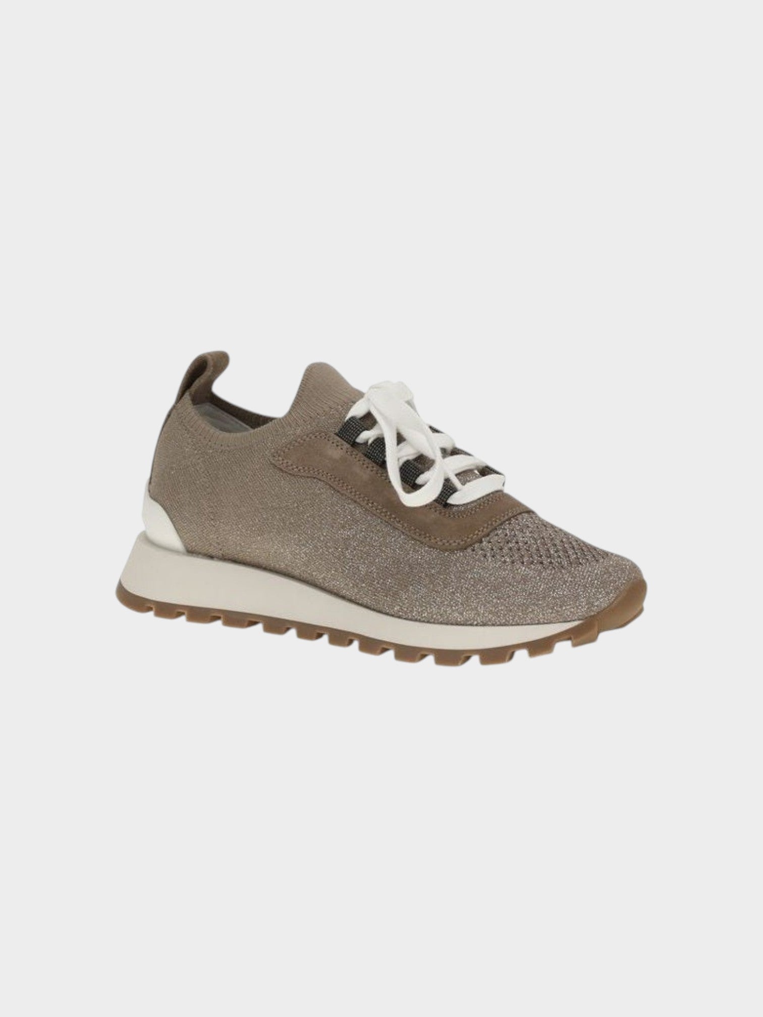 Brunello Cucinelli Beige Cotton Chunky Sneakers-thumbmail-2