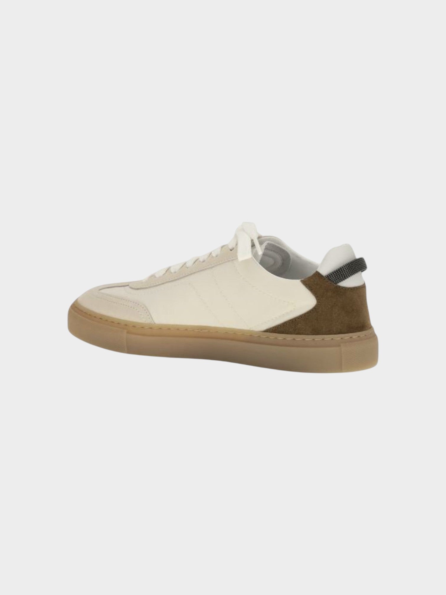 Brunello Cucinelli Beige Calf Leather Bos Taurus Low Top Sneakers-thumbmail-3