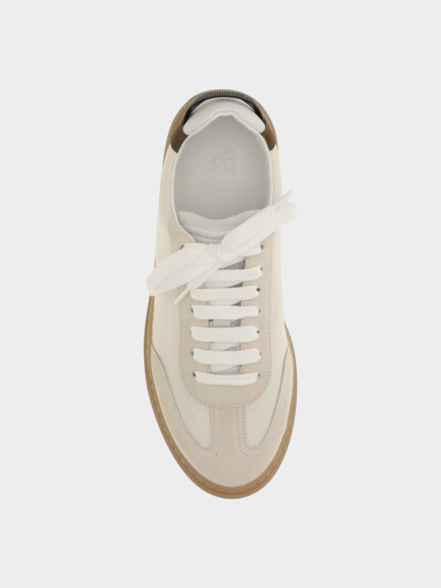 Brunello Cucinelli Beige Calf Leather Bos Taurus Low Top Sneakers-thumbmail-4