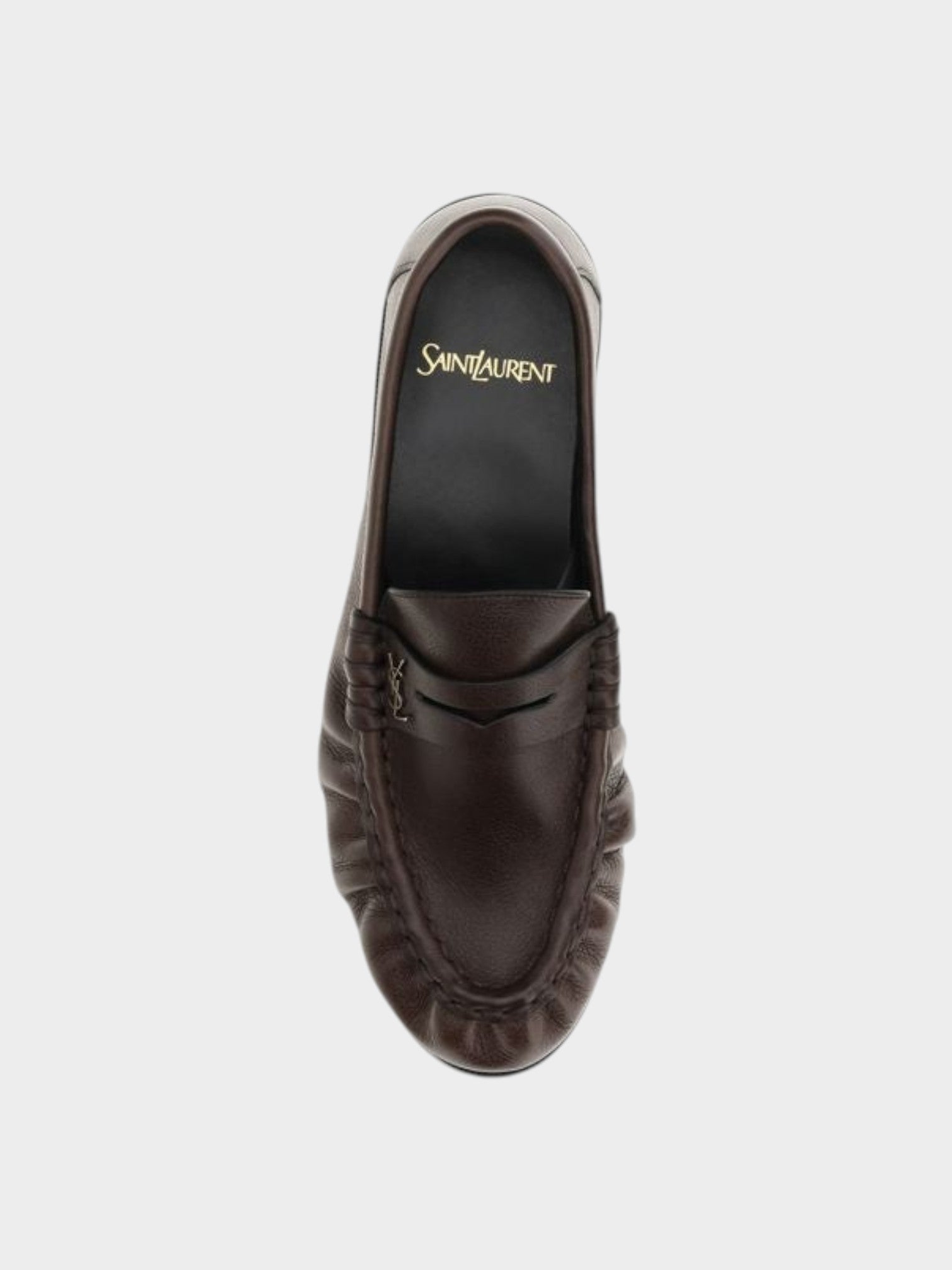 Saint Laurent Brown Calf Leather Bos Taurus Slip-On Loafers-thumbmail-4