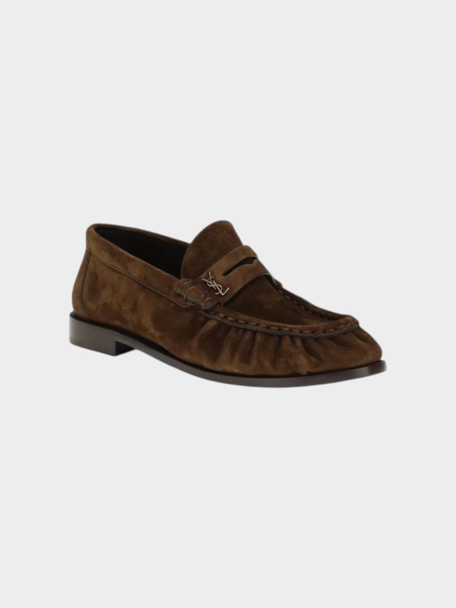 Saint Laurent Brown Calf Leather Bos Taurus Slip-On Loafers-thumbmail-2