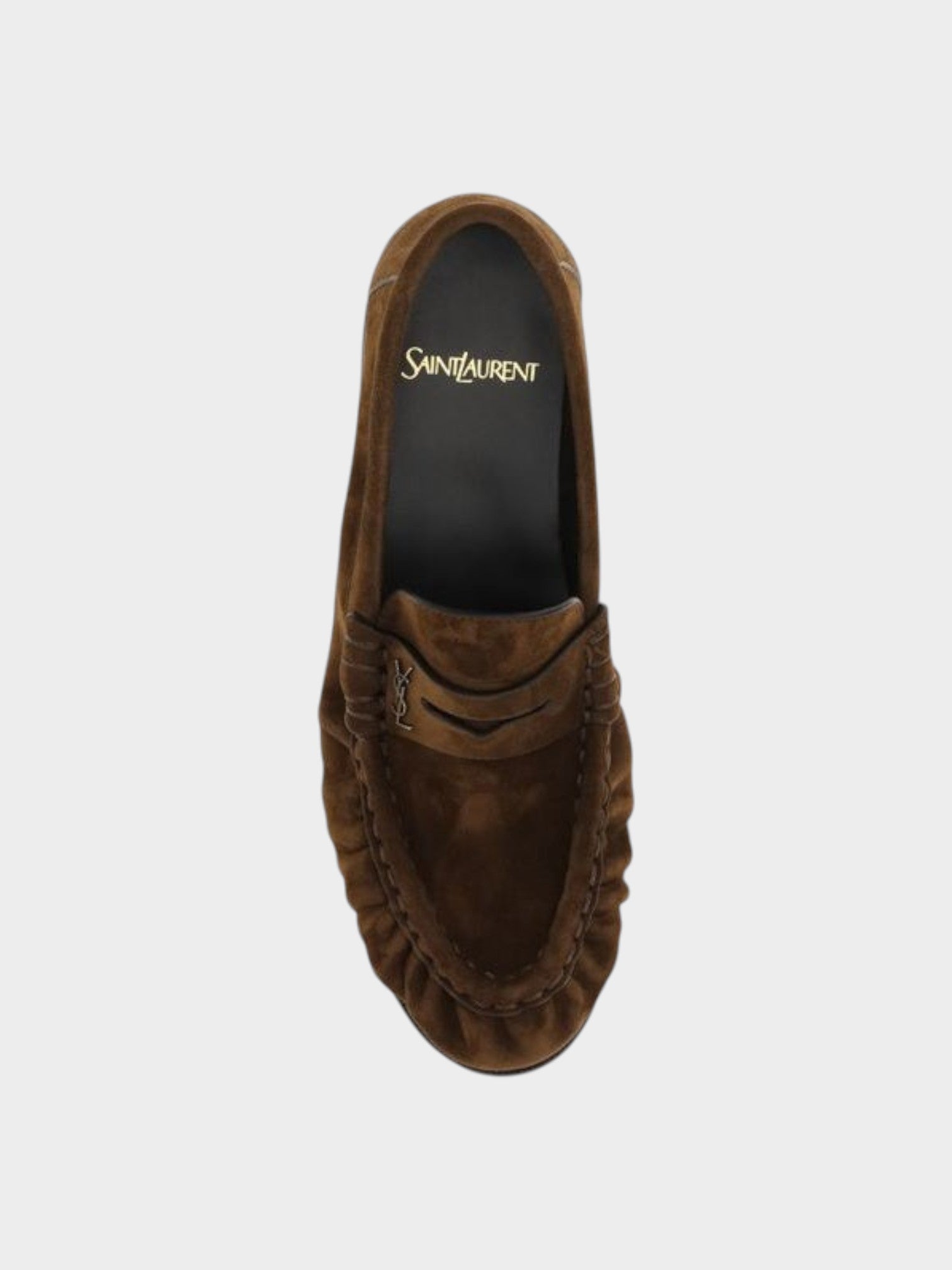 Saint Laurent Brown Calf Leather Bos Taurus Slip-On Loafers-thumbmail-4