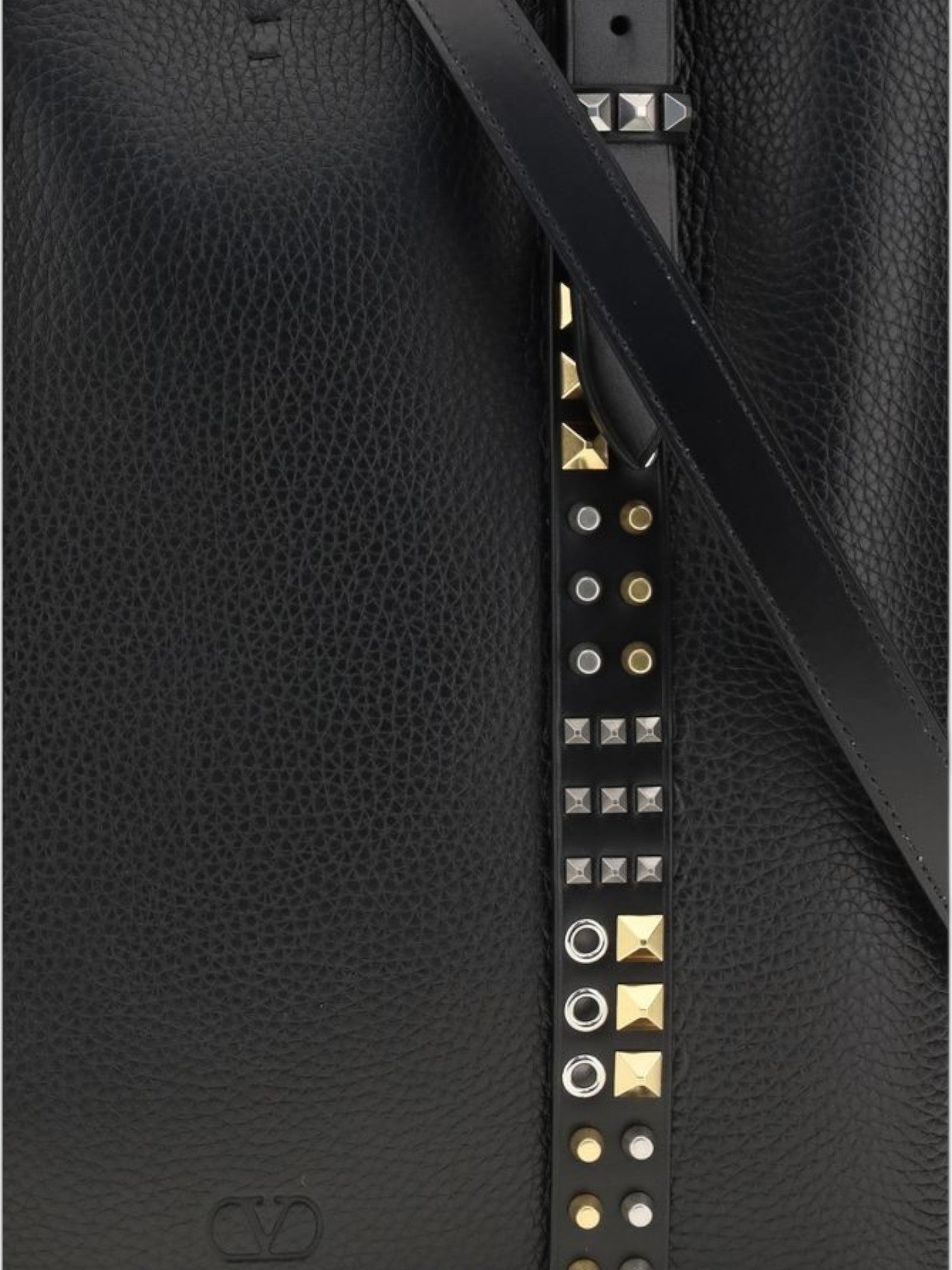 Valentino Garavani Black Calf Leather Bos Taurus Shoulder Bag-thumbmail-4