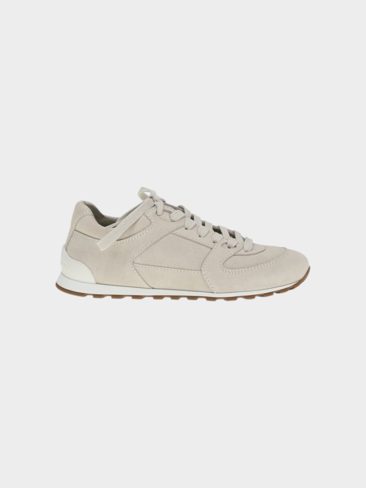Brunello Cucinelli Beige Calf Leather Bos Taurus Low Top Sneakers
