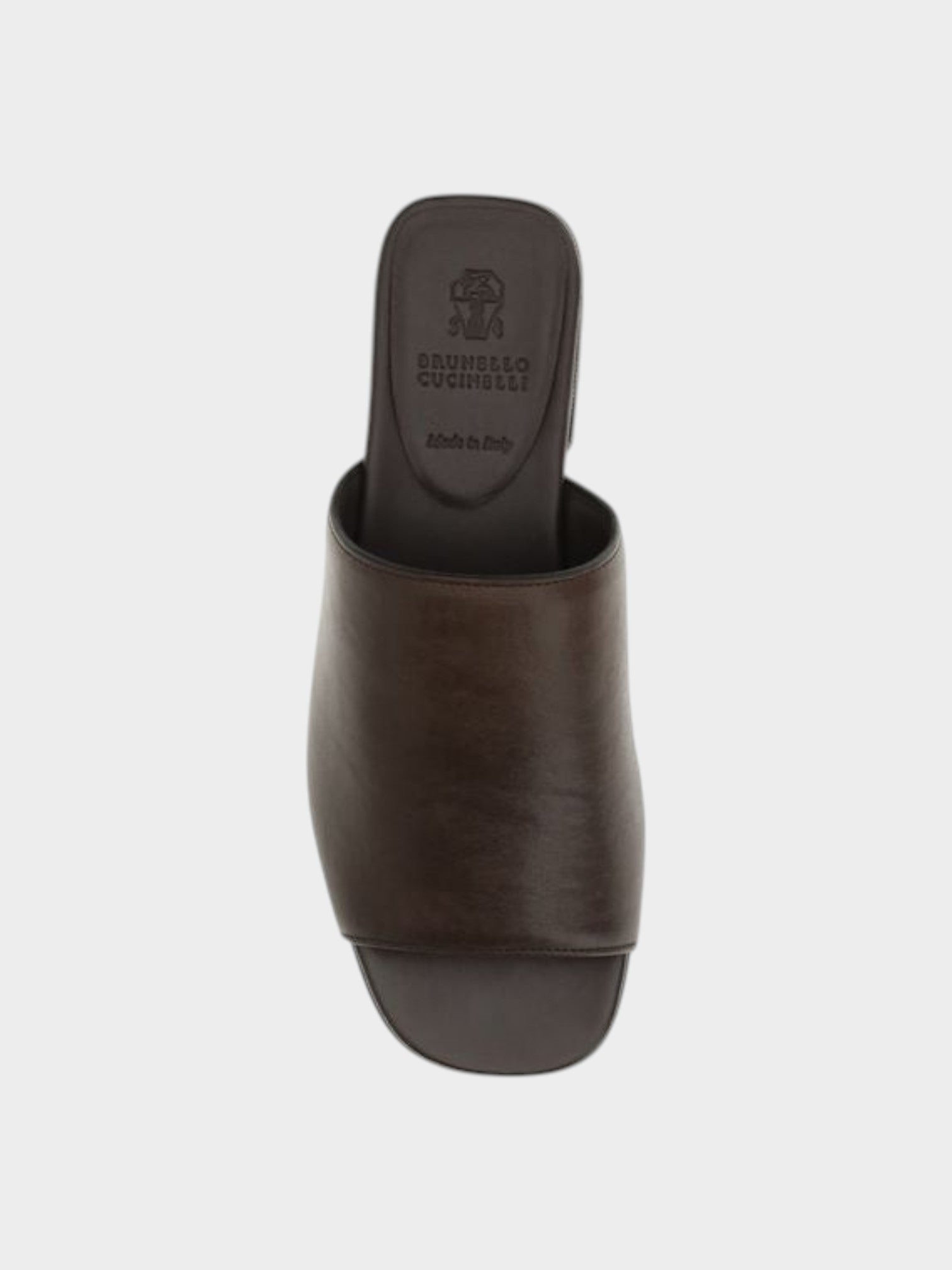 Brunello Cucinelli Brown Calf Leather Bos Taurus Slides-thumbmail-4