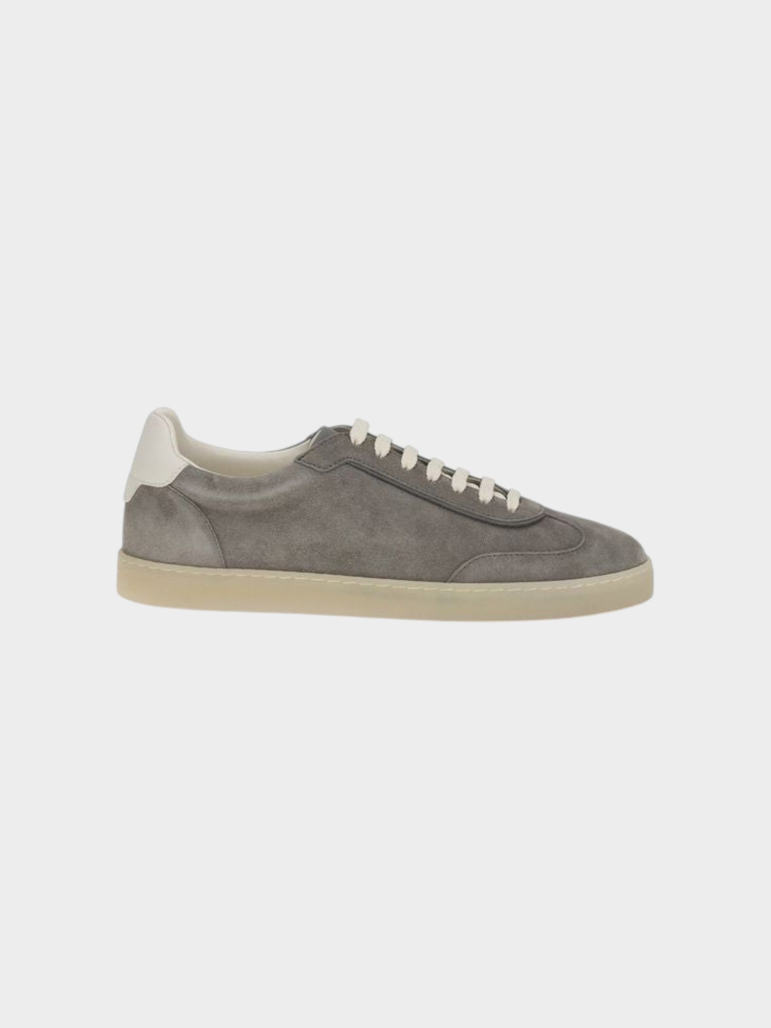 Brunello Cucinelli Gray Calf Leather Bos Taurus Low Top Sneakers