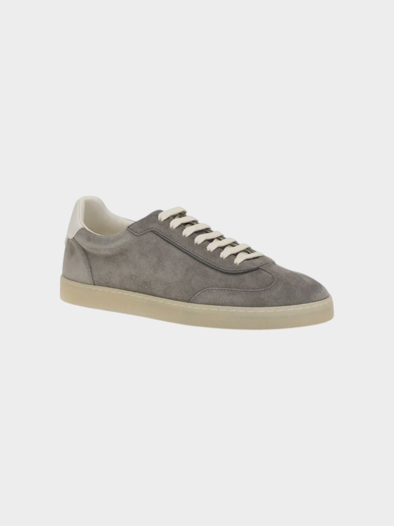 Brunello Cucinelli Gray Calf Leather Bos Taurus Low Top Sneakers-thumbmail-2