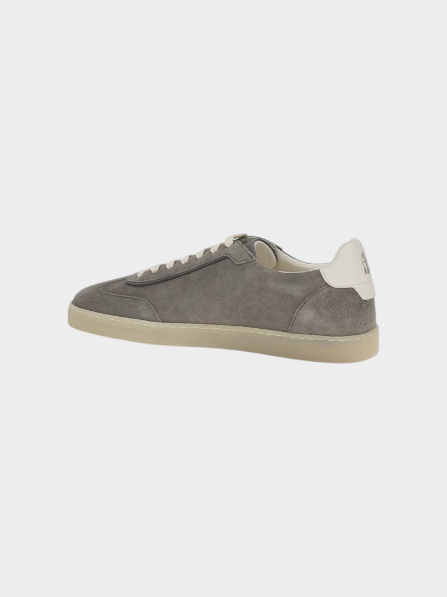 Brunello Cucinelli Gray Calf Leather Bos Taurus Low Top Sneakers-thumbmail-3