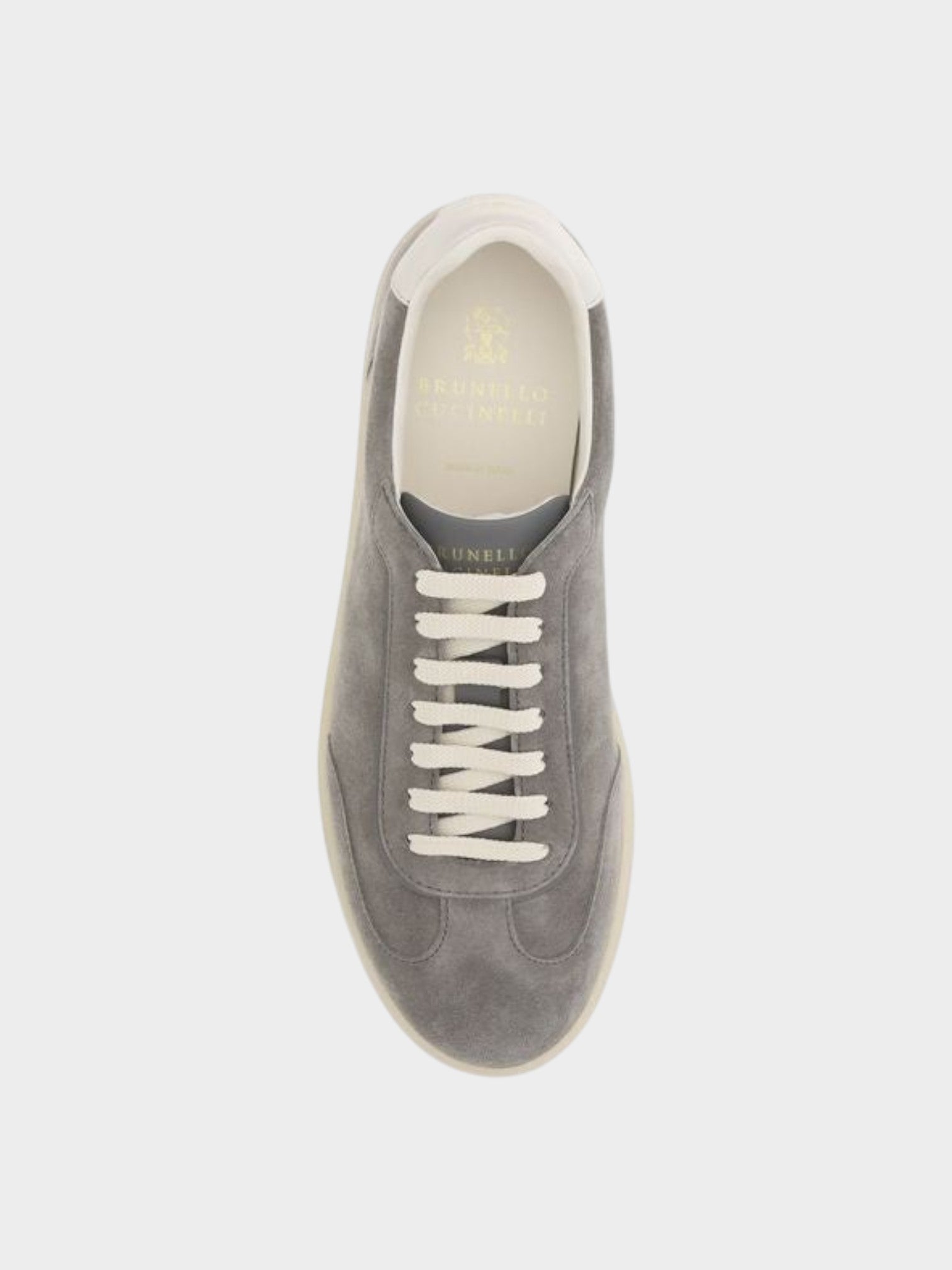 Brunello Cucinelli Gray Calf Leather Bos Taurus Low Top Sneakers-thumbmail-4