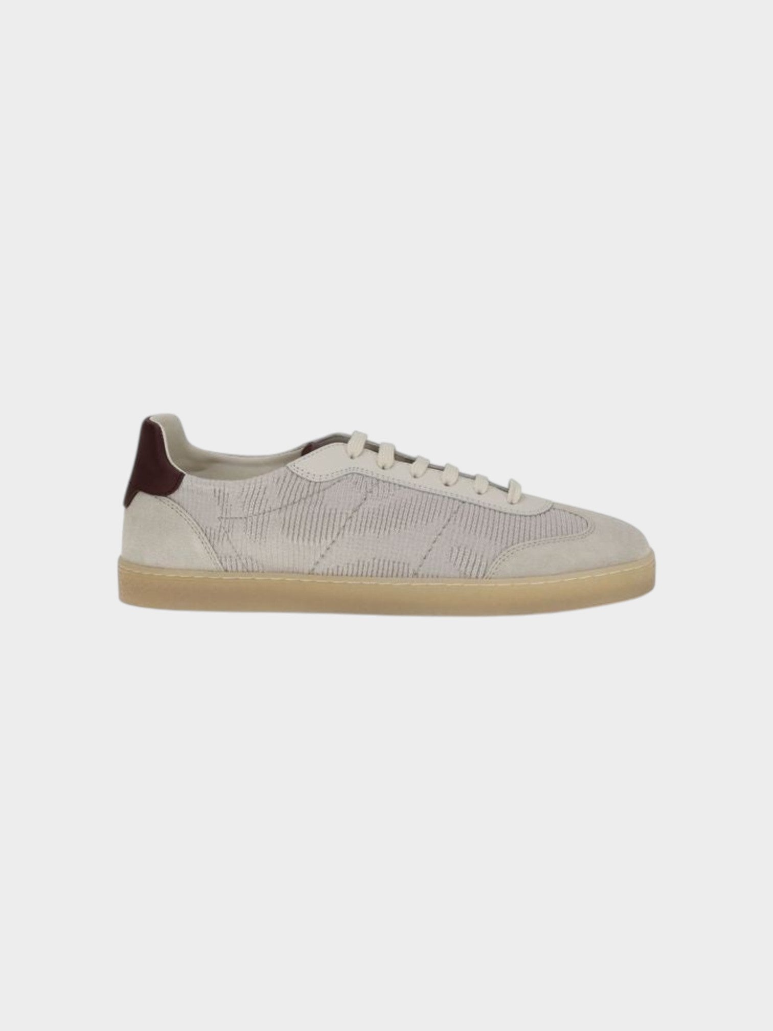Brunello Cucinelli Beige Calf Leather Bos Taurus Low Top Sneakers