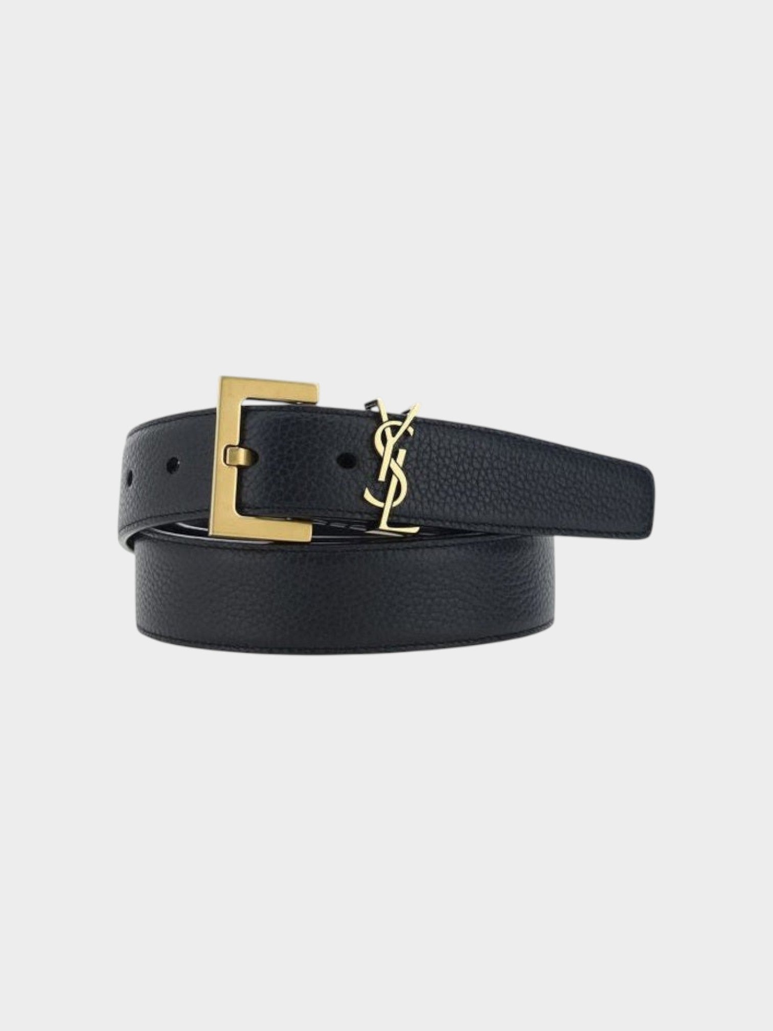 Saint Laurent Black Calf Leather Bos Taurus Regular Belt