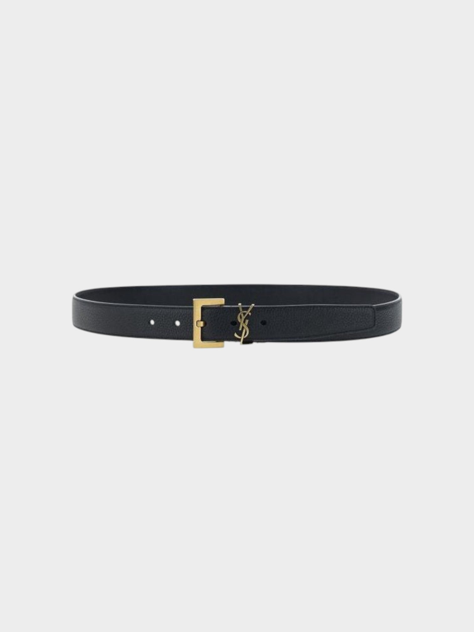 Saint Laurent Black Calf Leather Bos Taurus Regular Belt-thumbmail-2