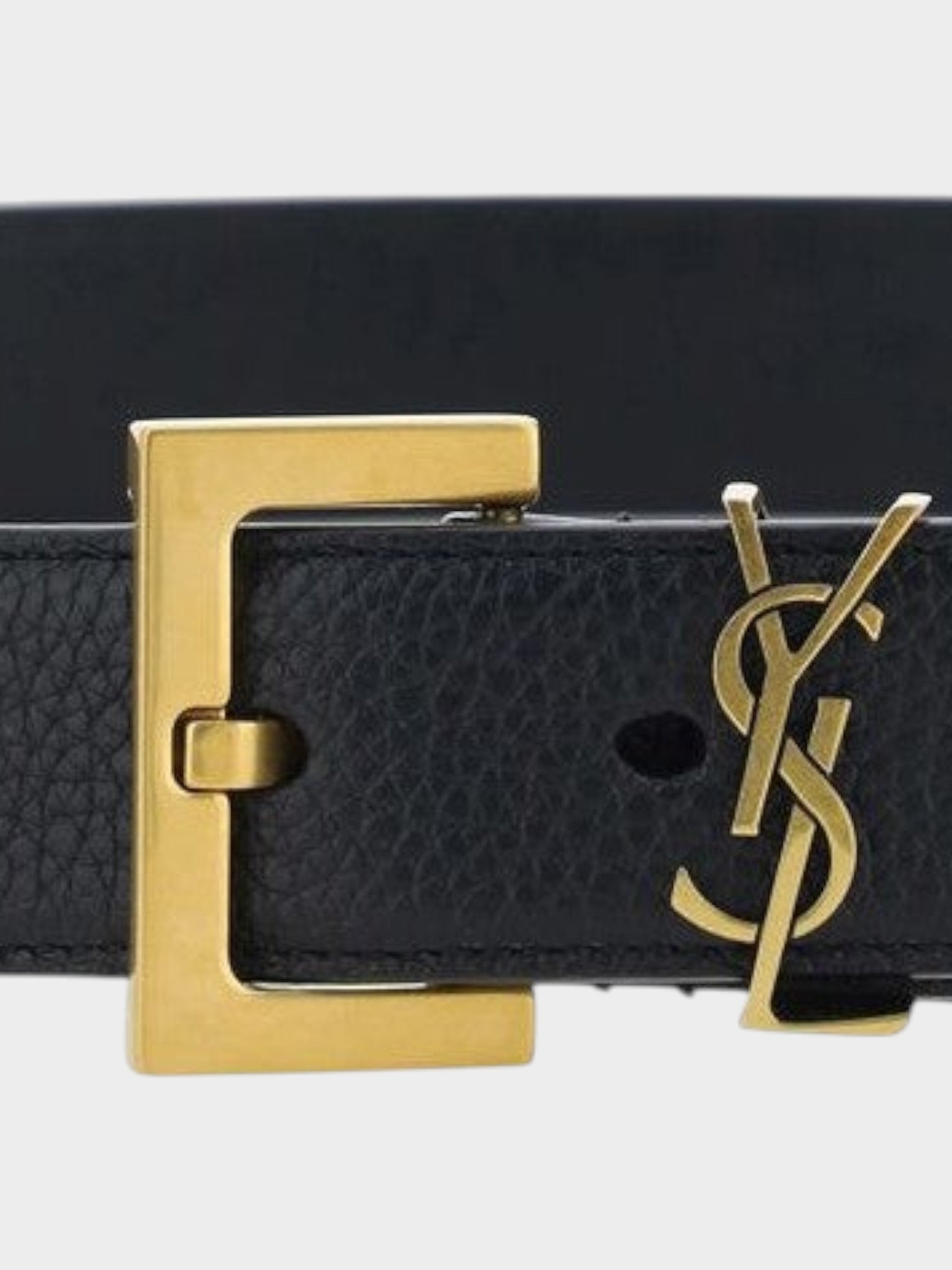 Saint Laurent Black Calf Leather Bos Taurus Regular Belt-thumbmail-3