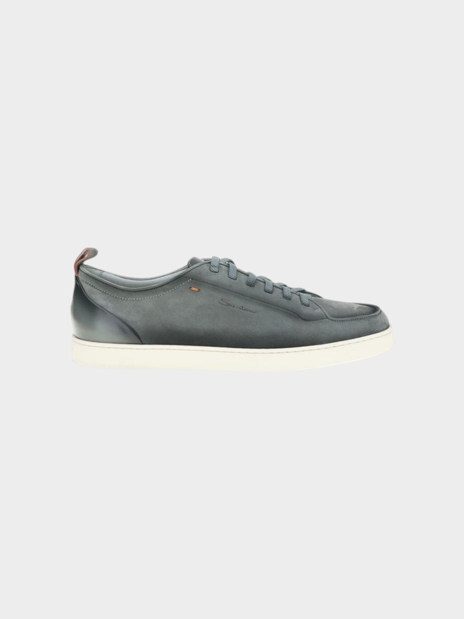 Santoni Gray Calf Leather Bos Taurus Low Top Sneakers