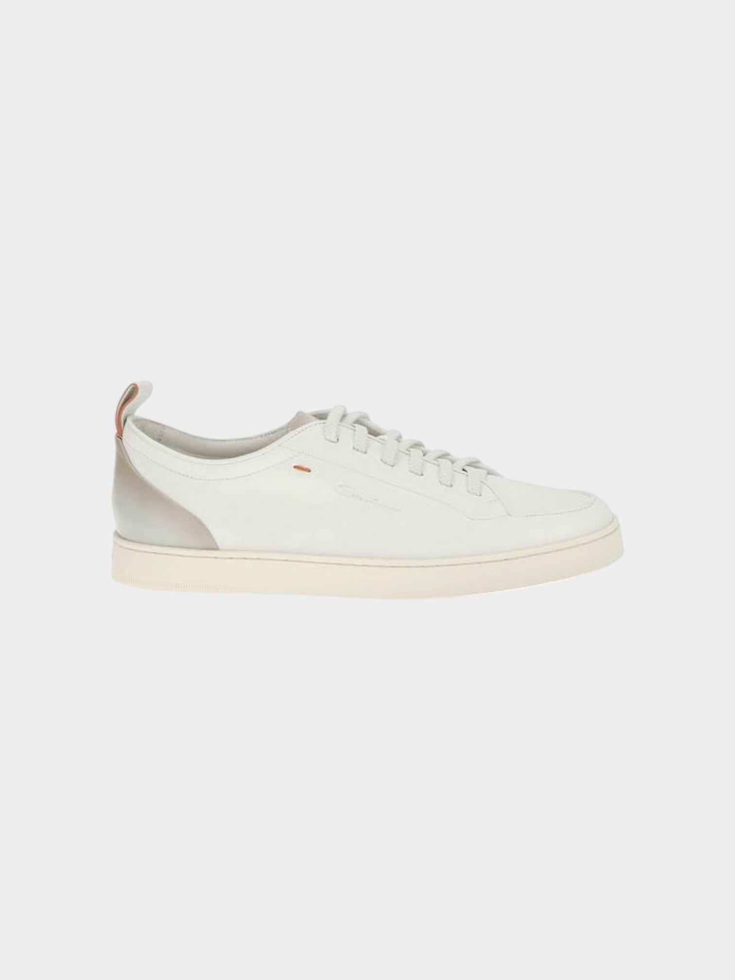 Santoni White Calf Leather Bos Taurus Low Top Sneakers