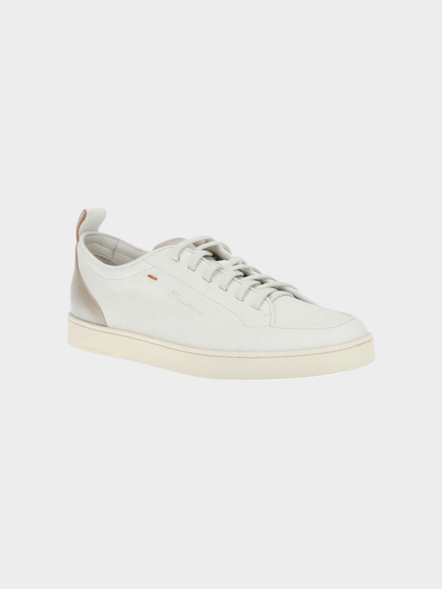 Santoni White Calf Leather Bos Taurus Low Top Sneakers-thumbmail-2