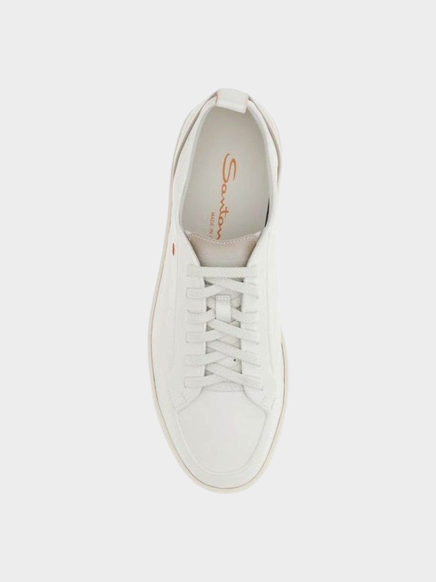 Santoni White Calf Leather Bos Taurus Low Top Sneakers-thumbmail-4