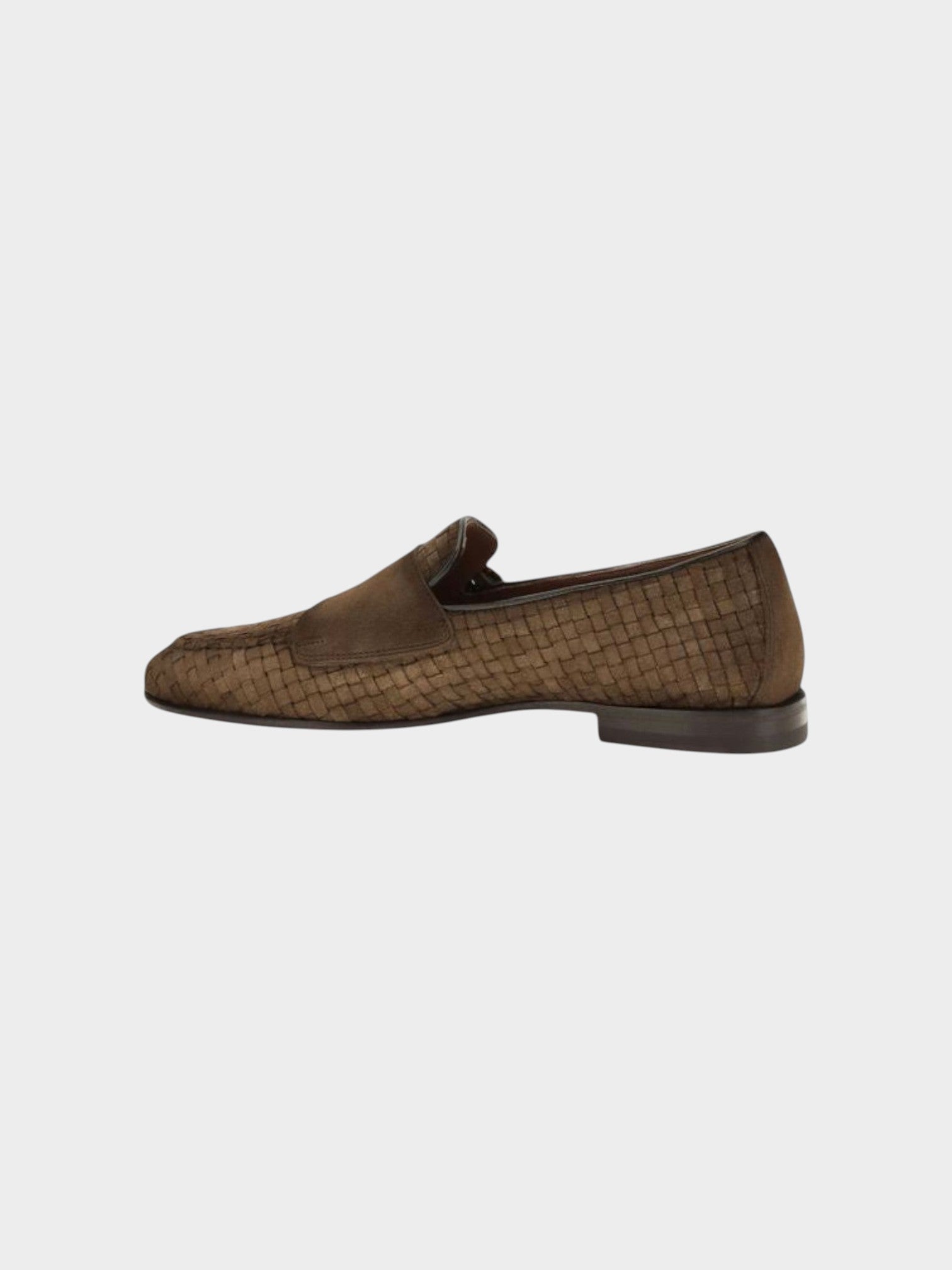 Santoni Brown Calf Leather Bos Taurus Slip-On Loafers-thumbmail-3