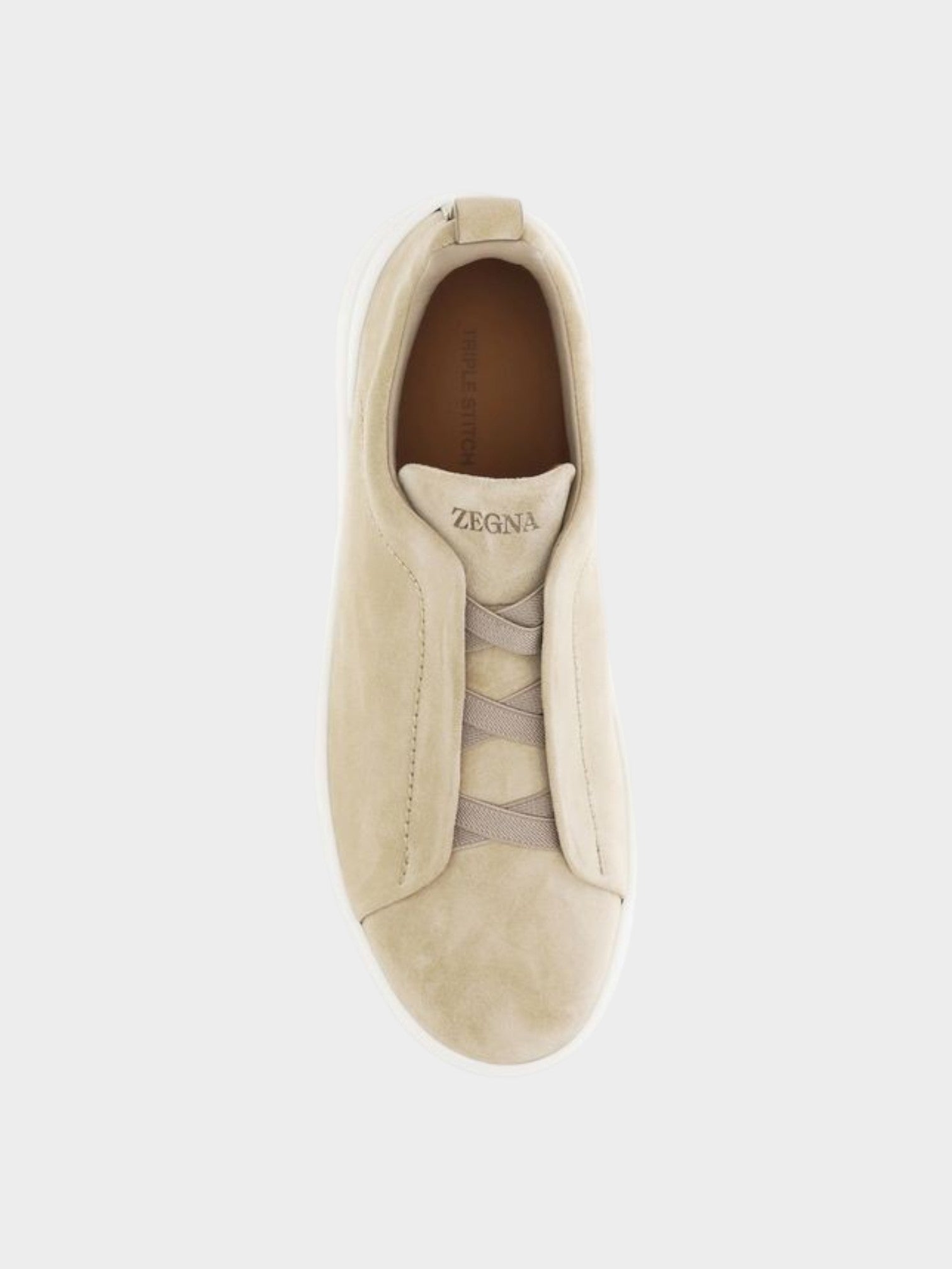ZEGNA Beige Calf Leather Bos Taurus Low Top Sneakers-thumbmail-4