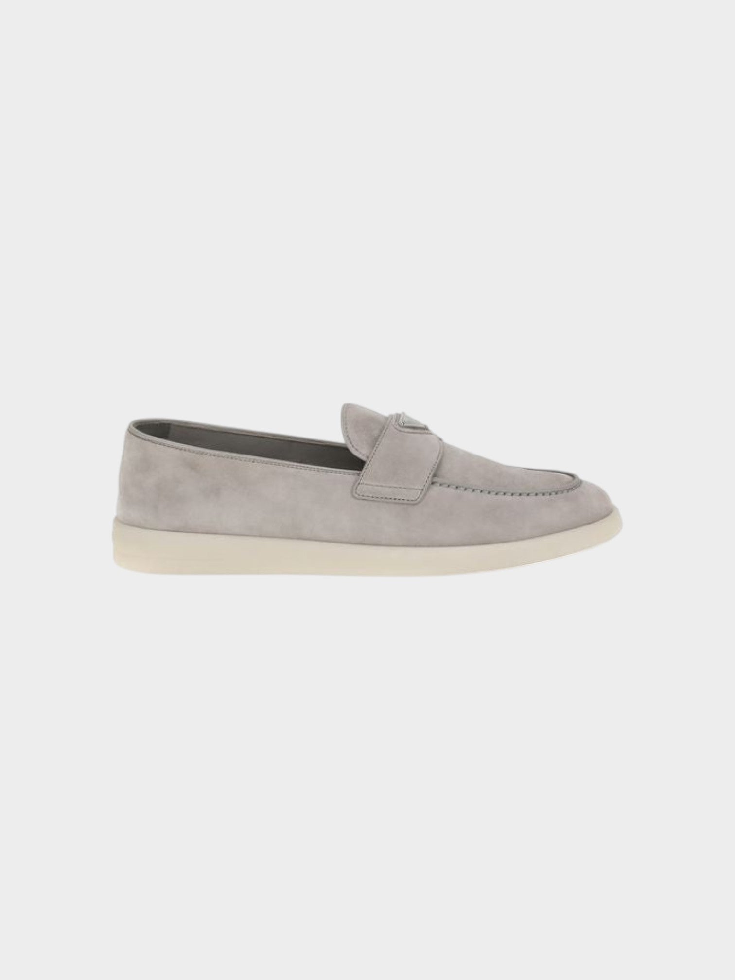 Prada Gray Calf Leather Bos Taurus Slip-On Loafers