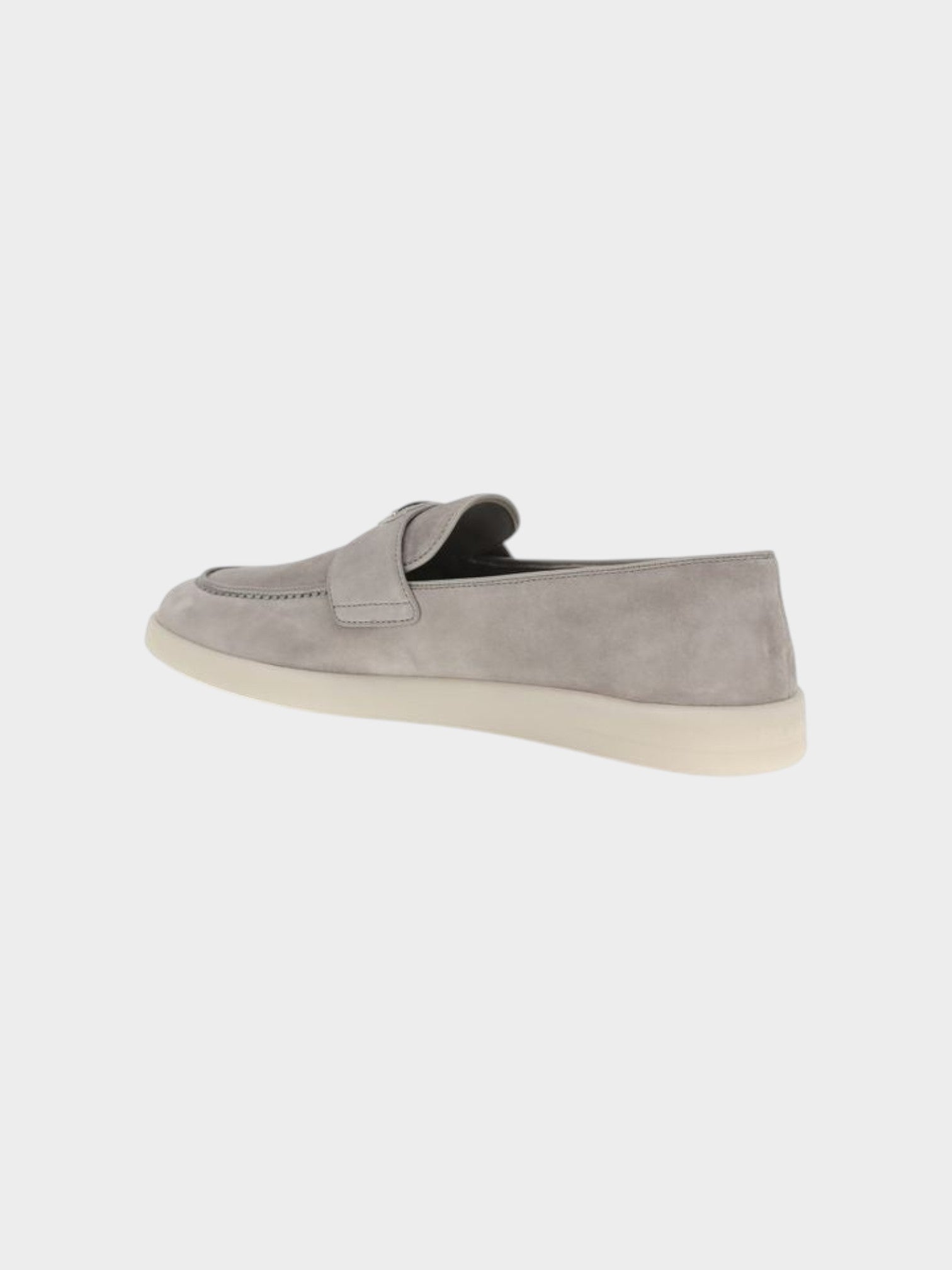Prada Gray Calf Leather Bos Taurus Slip-On Loafers-thumbmail-3