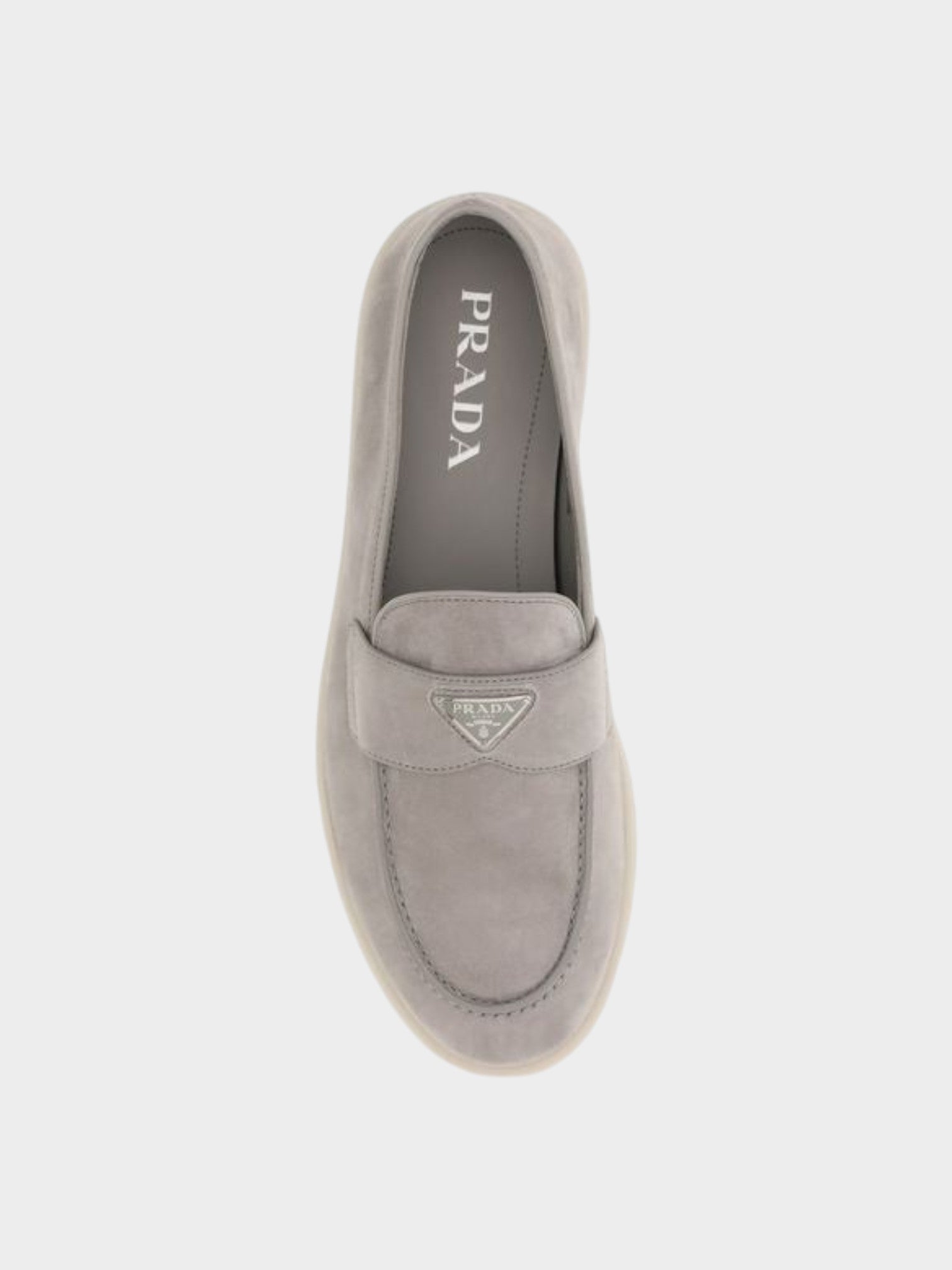Prada Gray Calf Leather Bos Taurus Slip-On Loafers-thumbmail-4