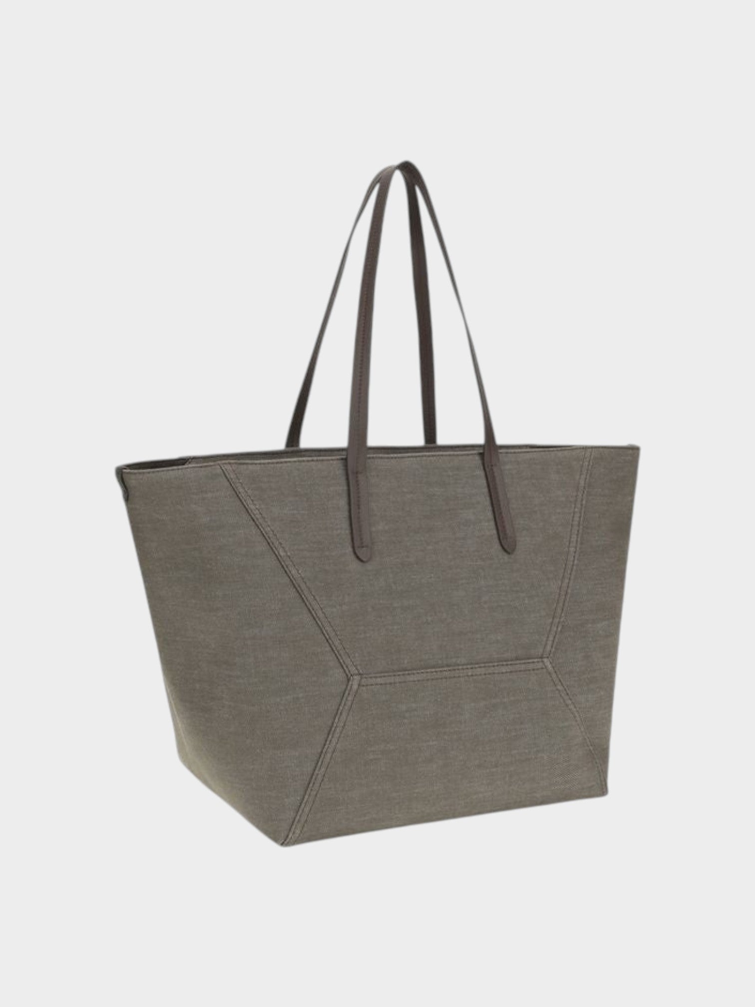 Brunello Cucinelli Brown Cotton Shoulder Bag-thumbmail-3
