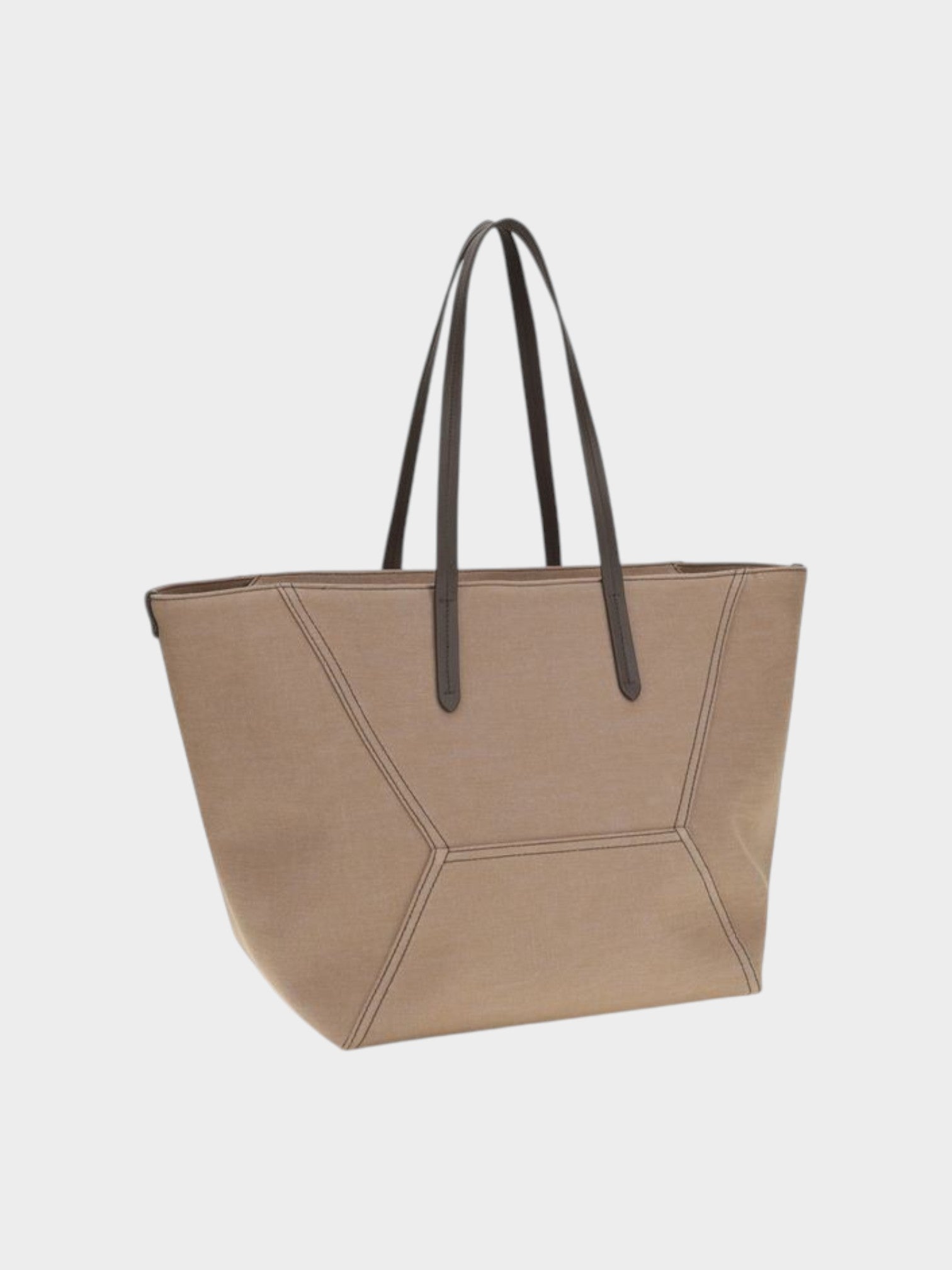 Brunello Cucinelli Beige Cotton Shoulder Bag-thumbmail-2