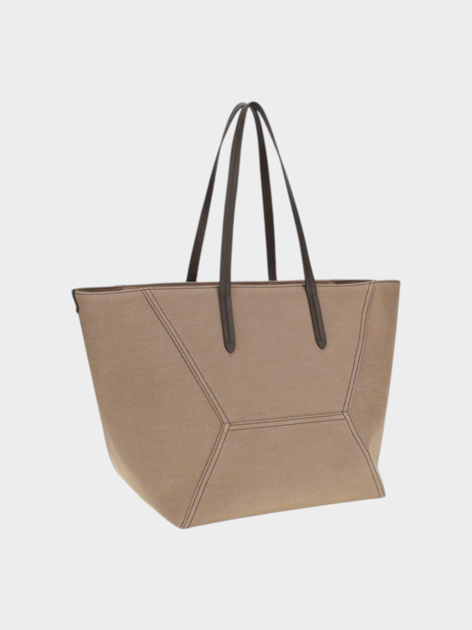 Brunello Cucinelli Beige Cotton Shoulder Bag-thumbmail-3