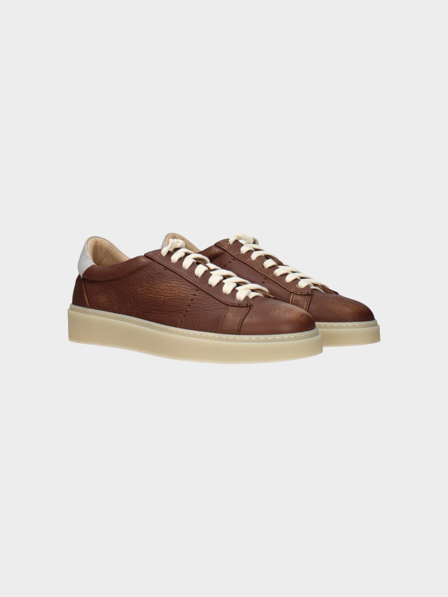 Eleventy Brown Leather Low Top Sneakers-thumbmail-2