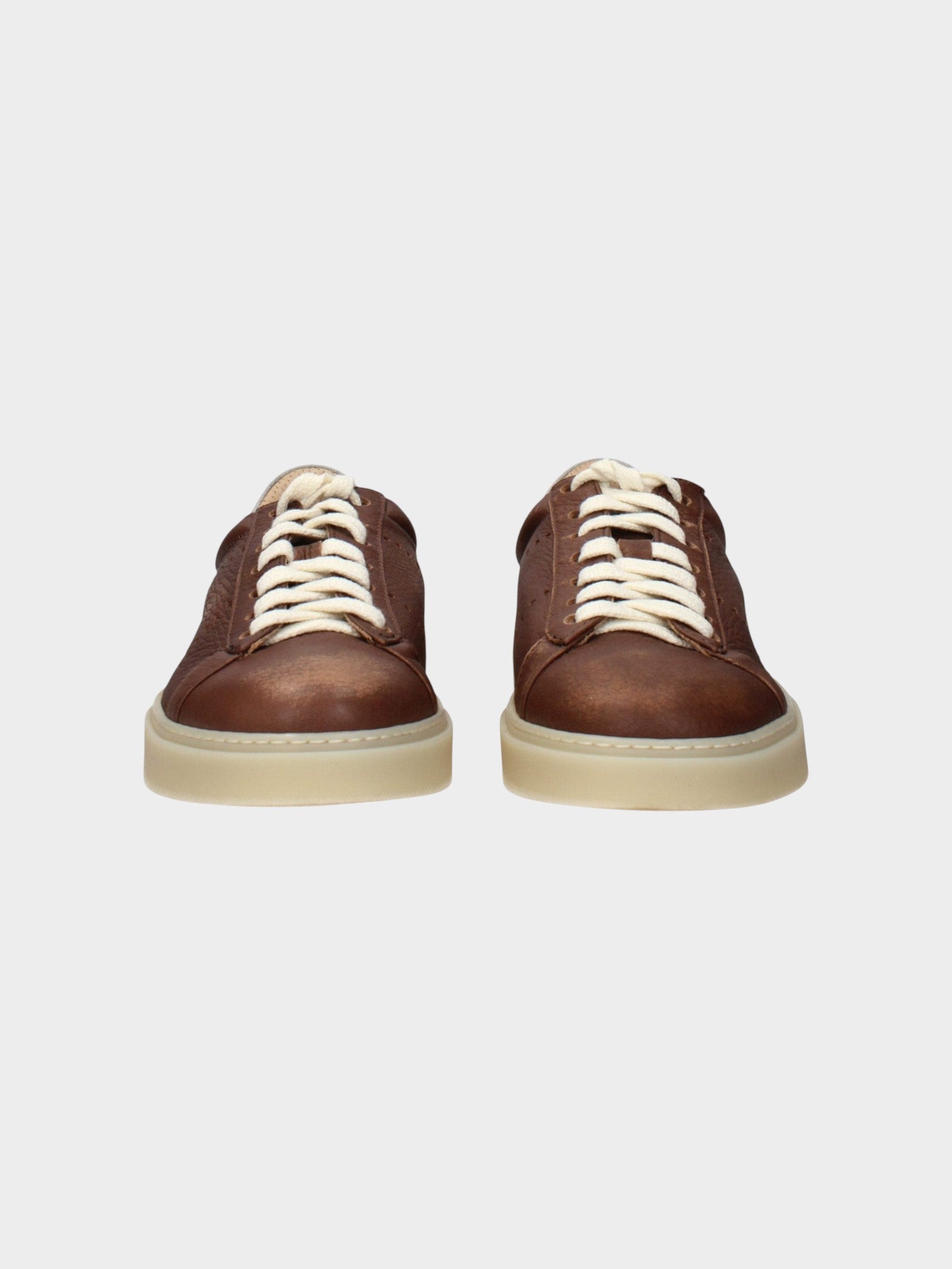 Eleventy Brown Leather Low Top Sneakers-thumbmail-3