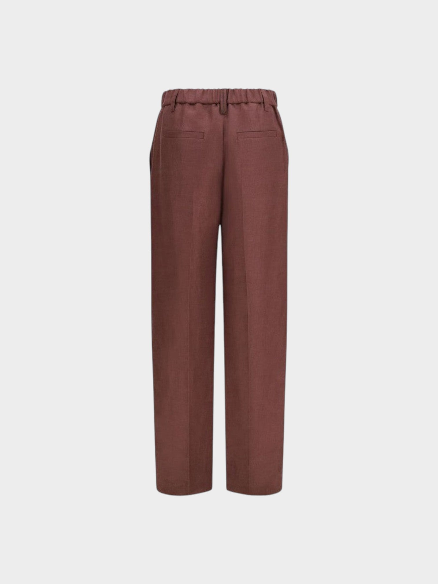 Brunello Cucinelli Brown Linen Casual Pants-thumbmail-2