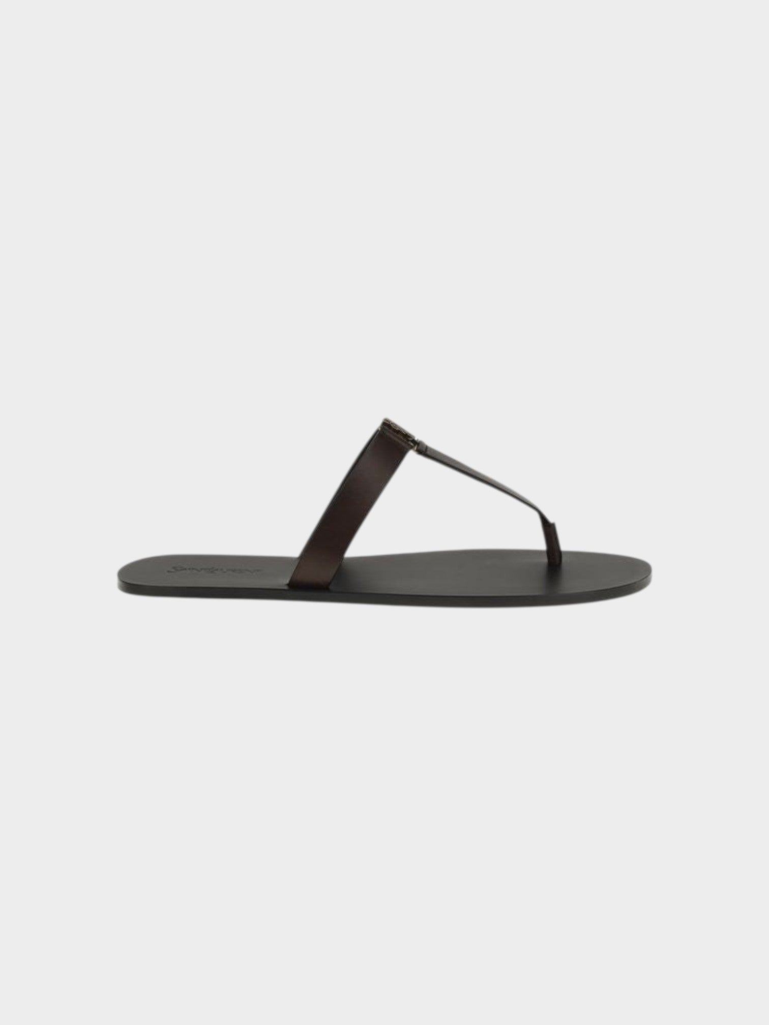 Saint Laurent Brown Calf Leather Bos Taurus Flat Sandals
