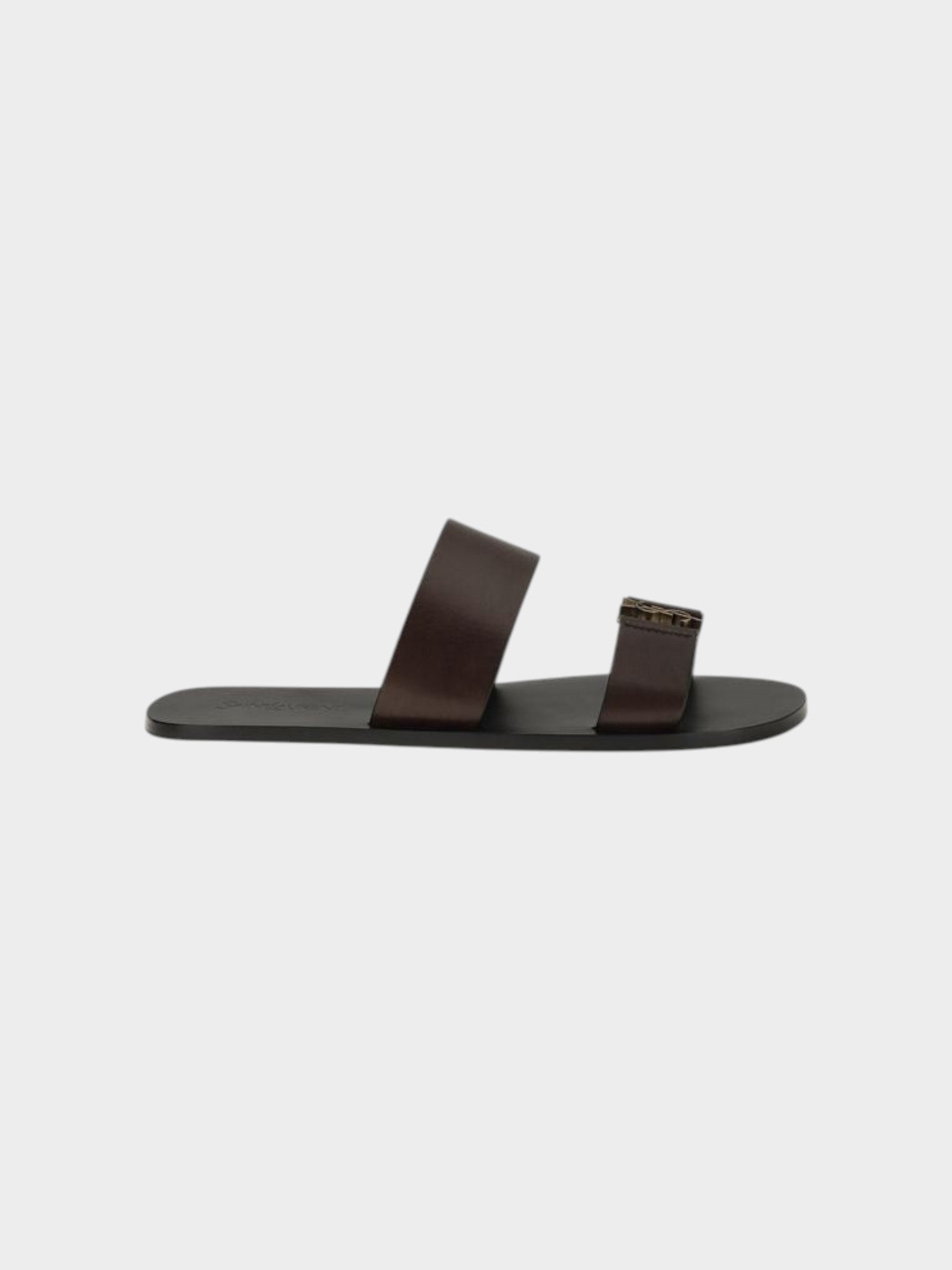 Saint Laurent Brown Calf Leather Bos Taurus Flat Sandals