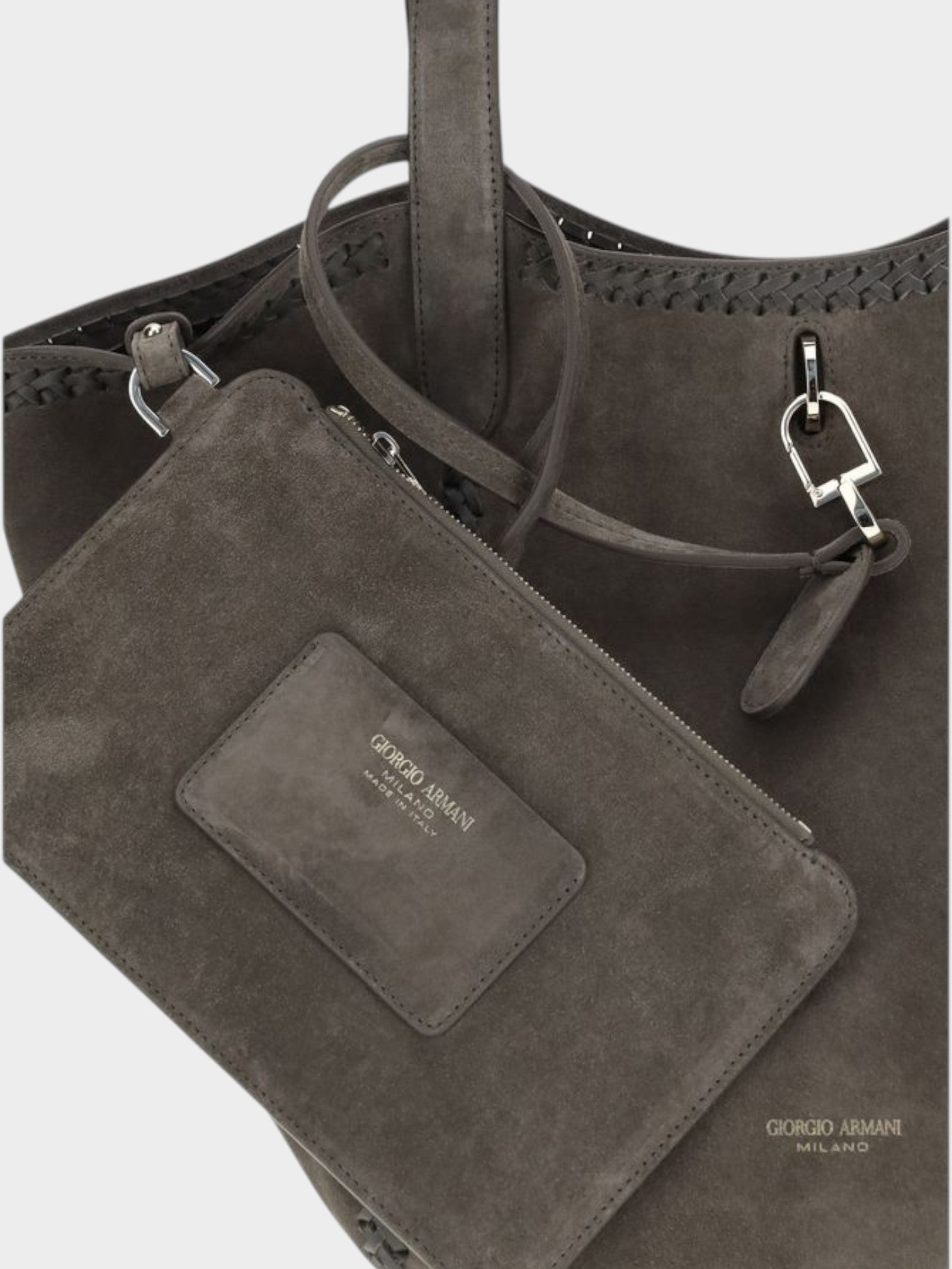 Giorgio Armani Gray Calf Leather Bos Taurus Shoulder Bag-thumbmail-4