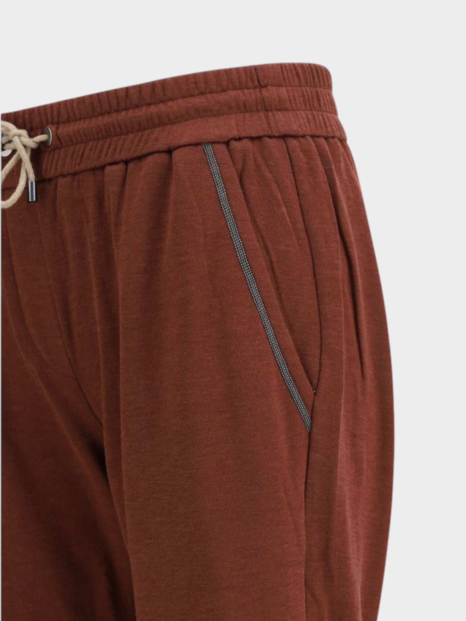 Brunello Cucinelli Bordeaux Cotton Casual Pants-thumbmail-3