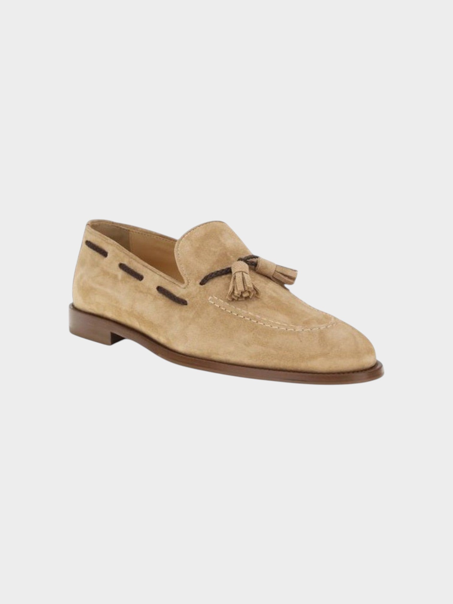 Brunello Cucinelli Brown Calf Leather Bos Taurus Slip-On Loafers-thumbmail-2