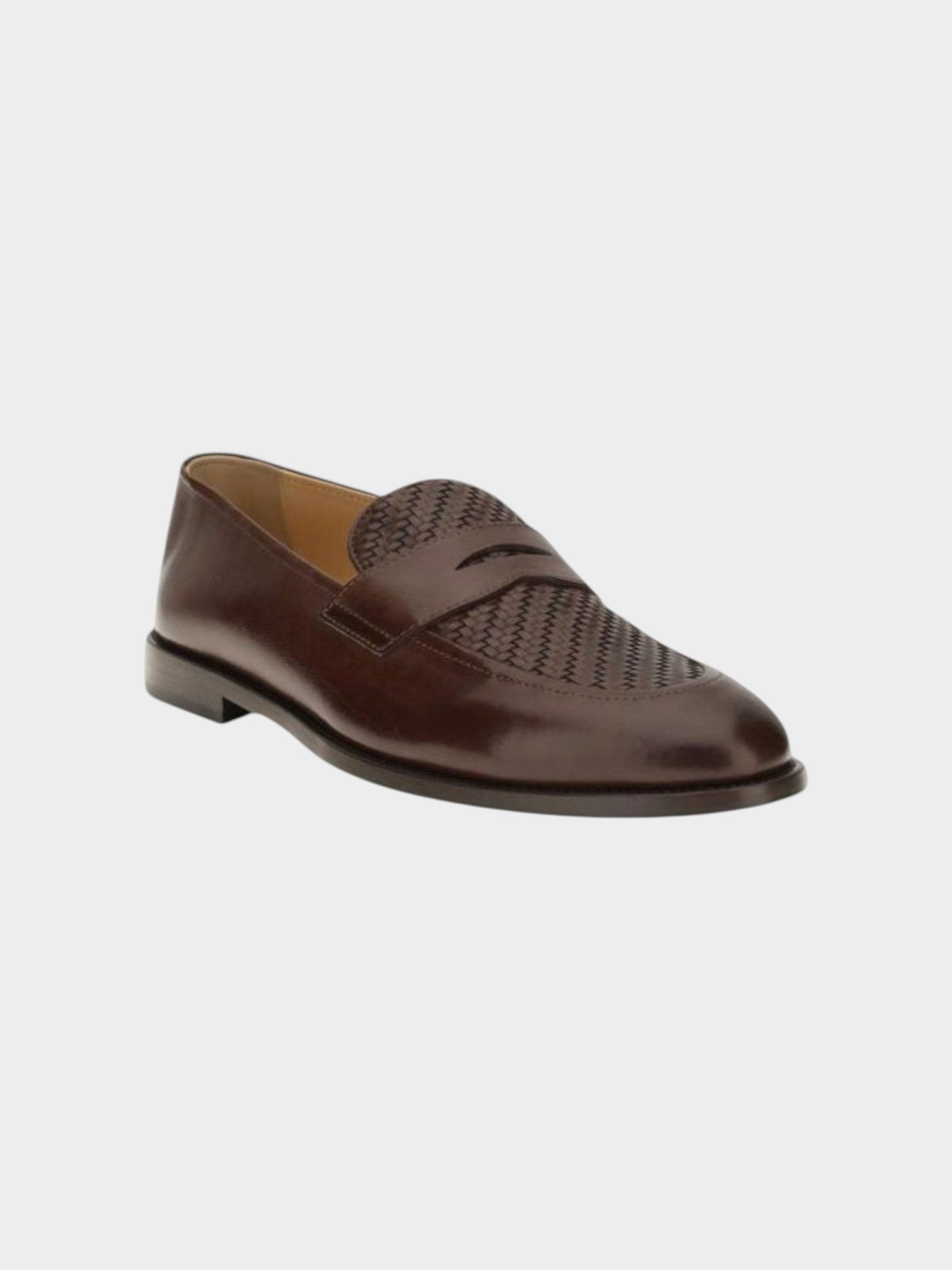 Brunello Cucinelli Brown Calf Leather Bos Taurus Slip-On Loafers-thumbmail-2