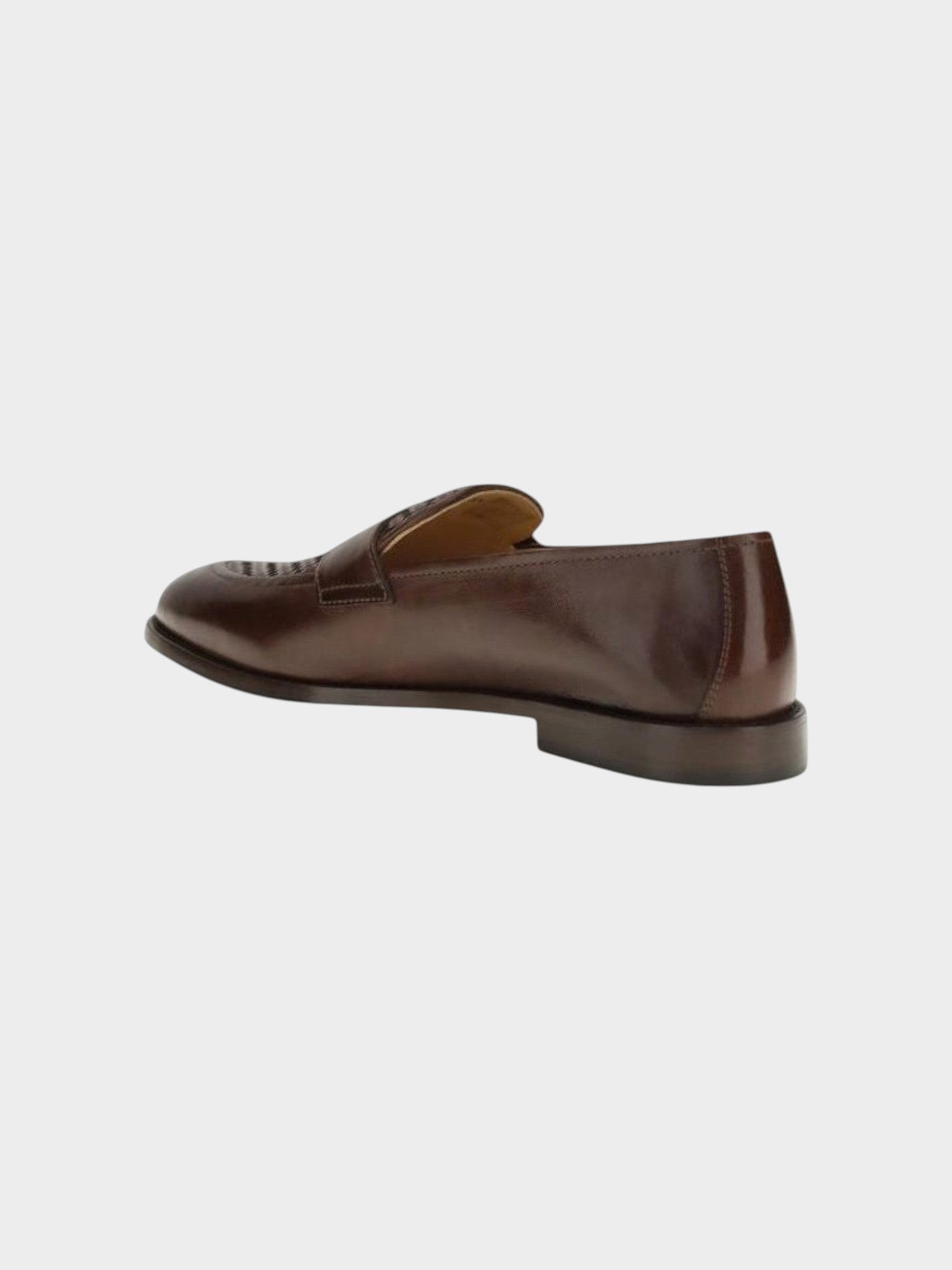 Brunello Cucinelli Brown Calf Leather Bos Taurus Slip-On Loafers-thumbmail-3