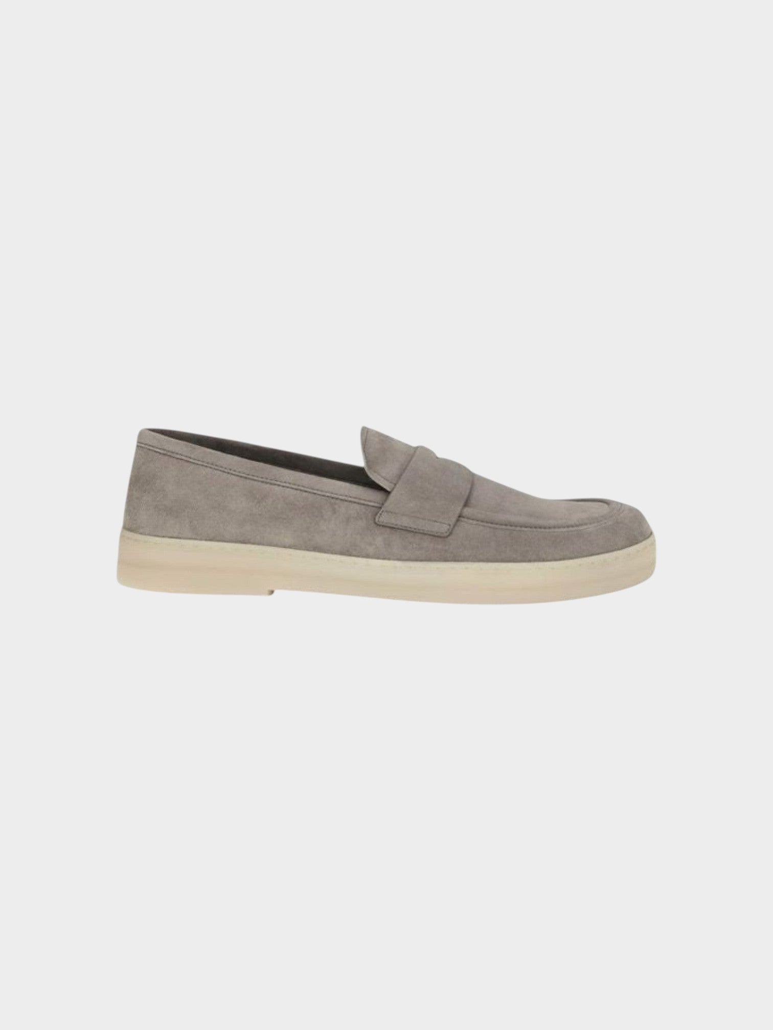 Prada Gray Calf Leather Bos Taurus Slip-On Loafers