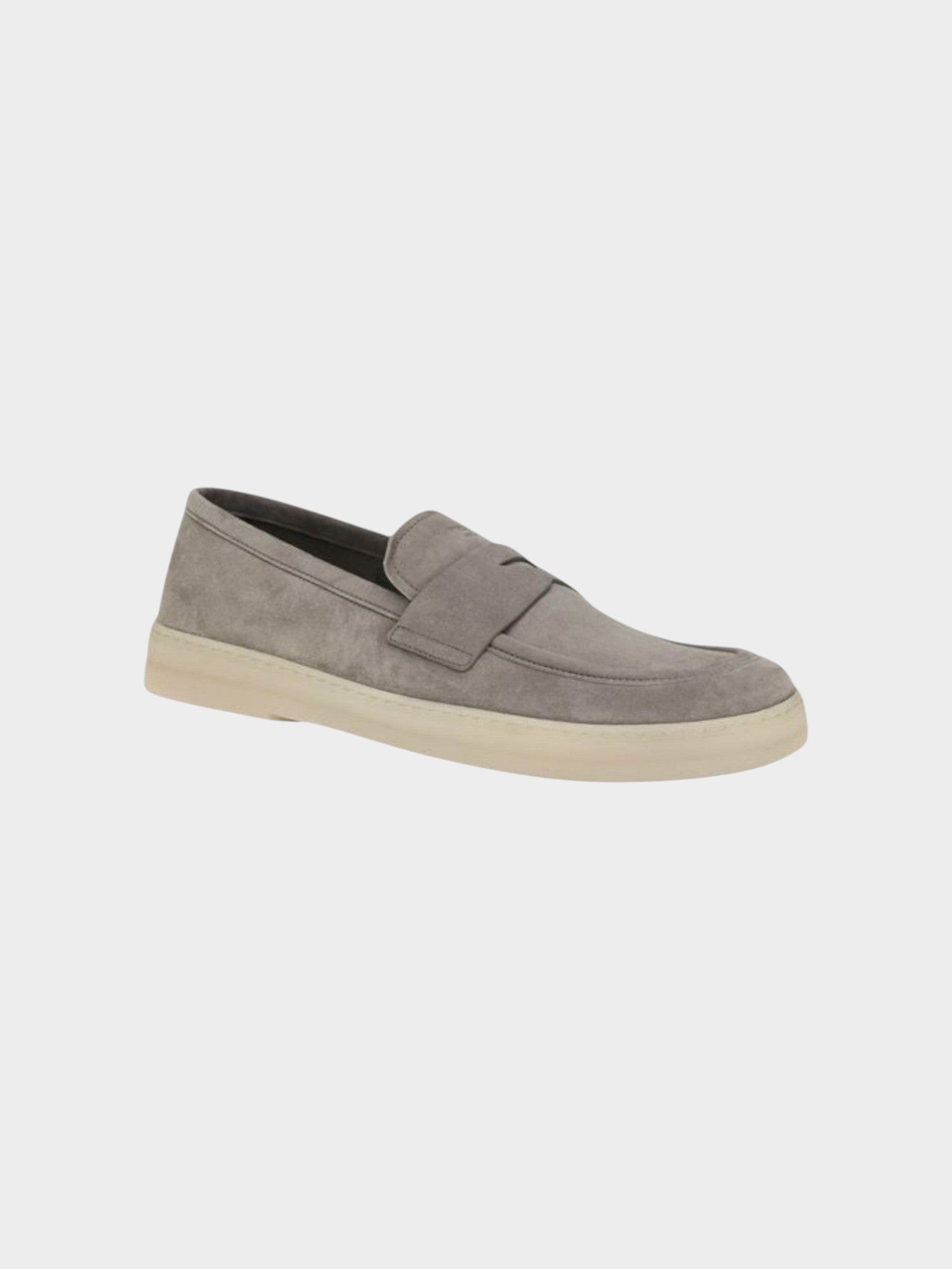 Prada Gray Calf Leather Bos Taurus Slip-On Loafers-thumbmail-2