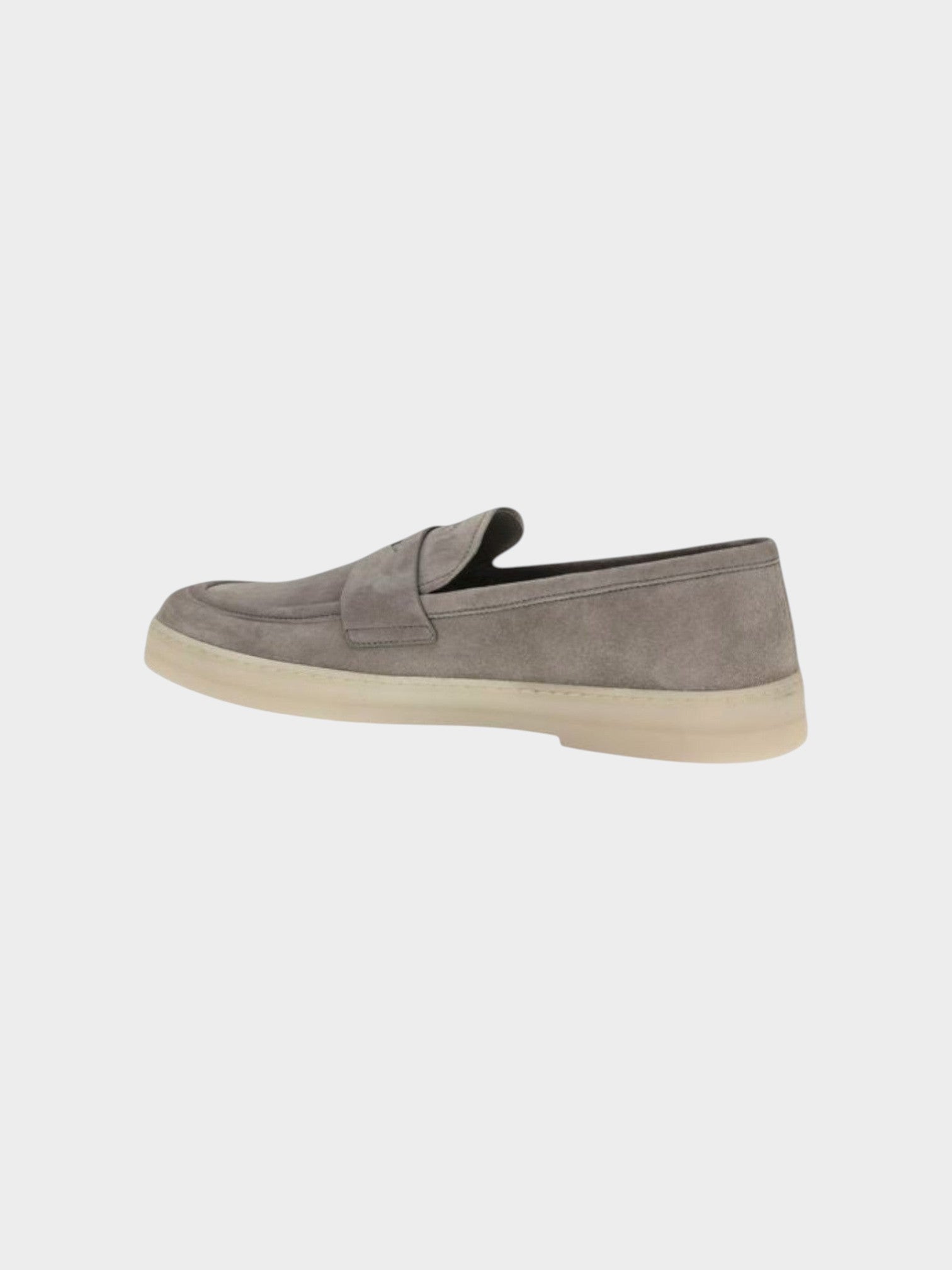Prada Gray Calf Leather Bos Taurus Slip-On Loafers-thumbmail-3