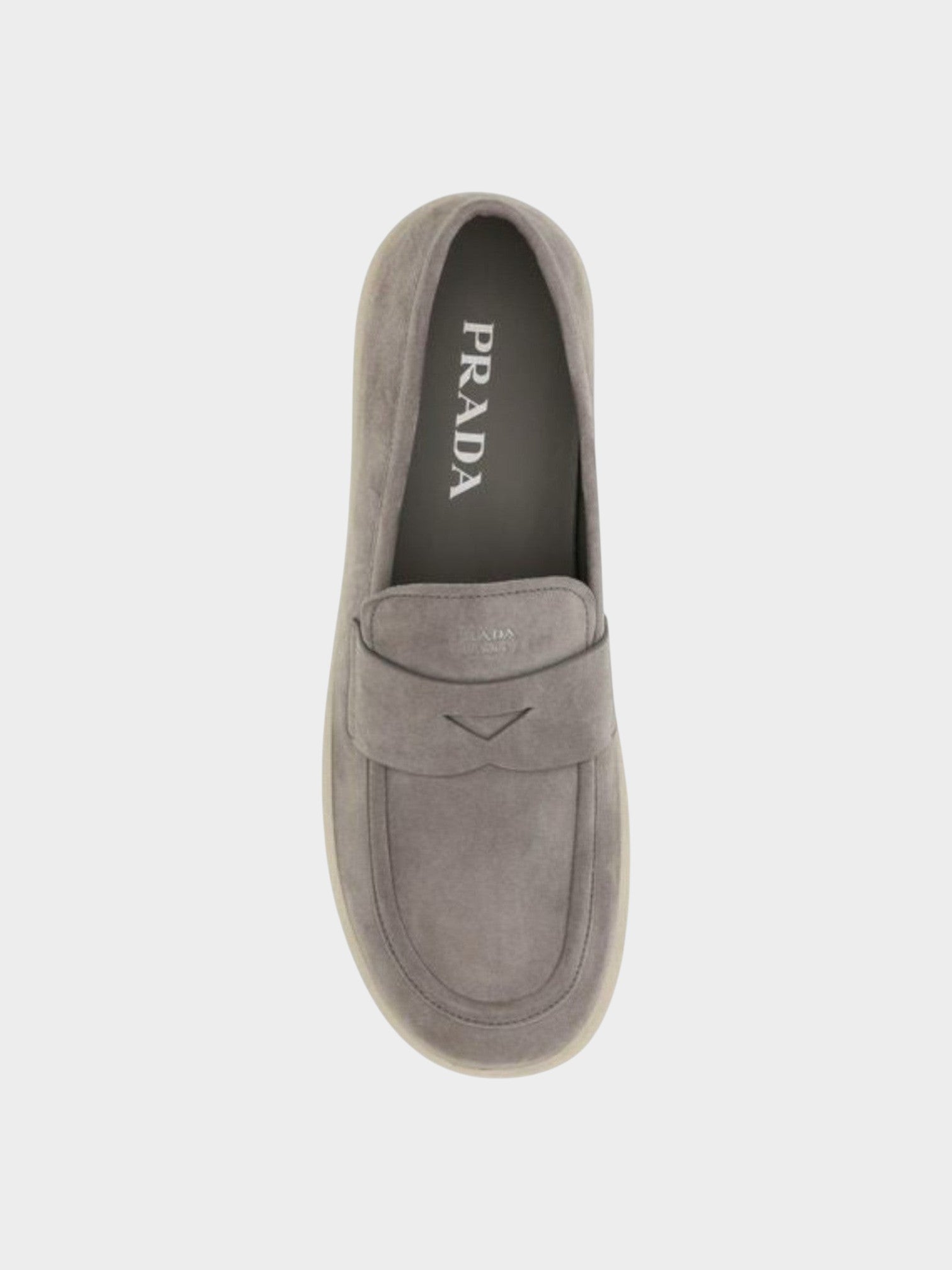Prada Gray Calf Leather Bos Taurus Slip-On Loafers-thumbmail-4