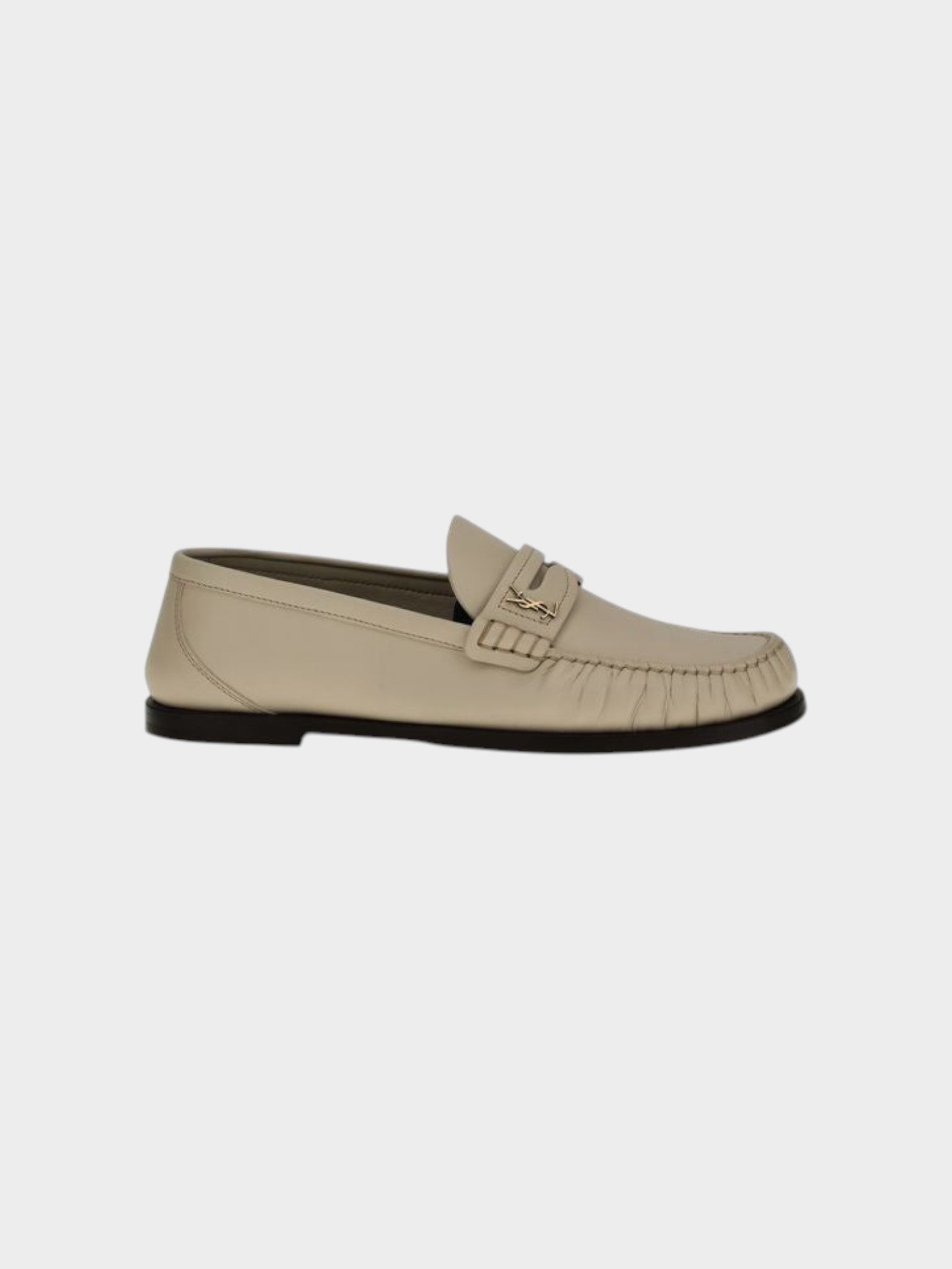 Saint Laurent Beige Calf Leather Bos Taurus Slip-On Loafers