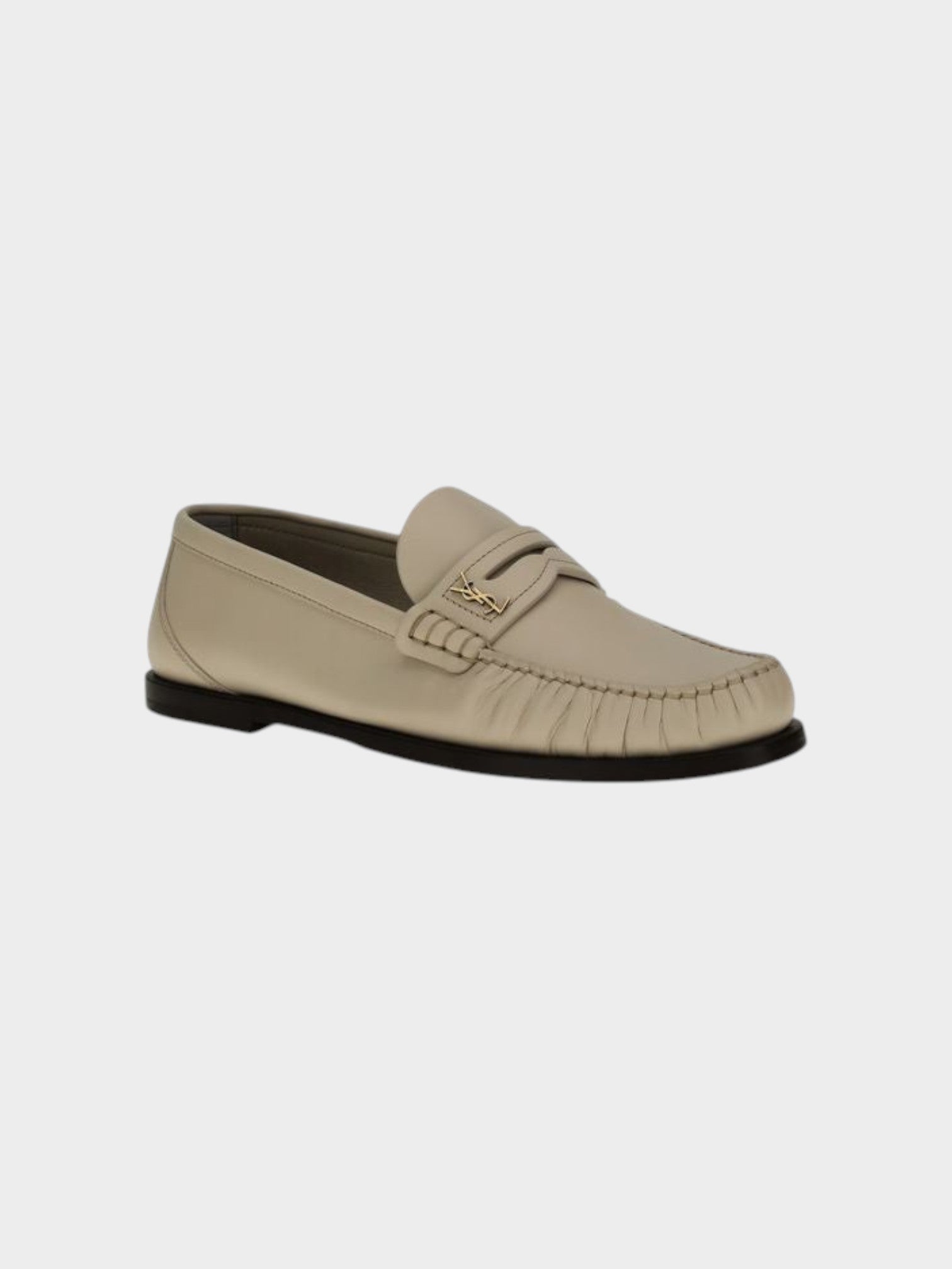 Saint Laurent Beige Calf Leather Bos Taurus Slip-On Loafers-thumbmail-2