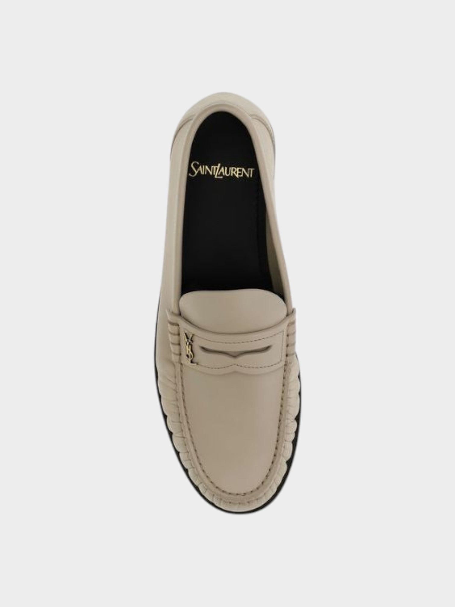 Saint Laurent Beige Calf Leather Bos Taurus Slip-On Loafers-thumbmail-4