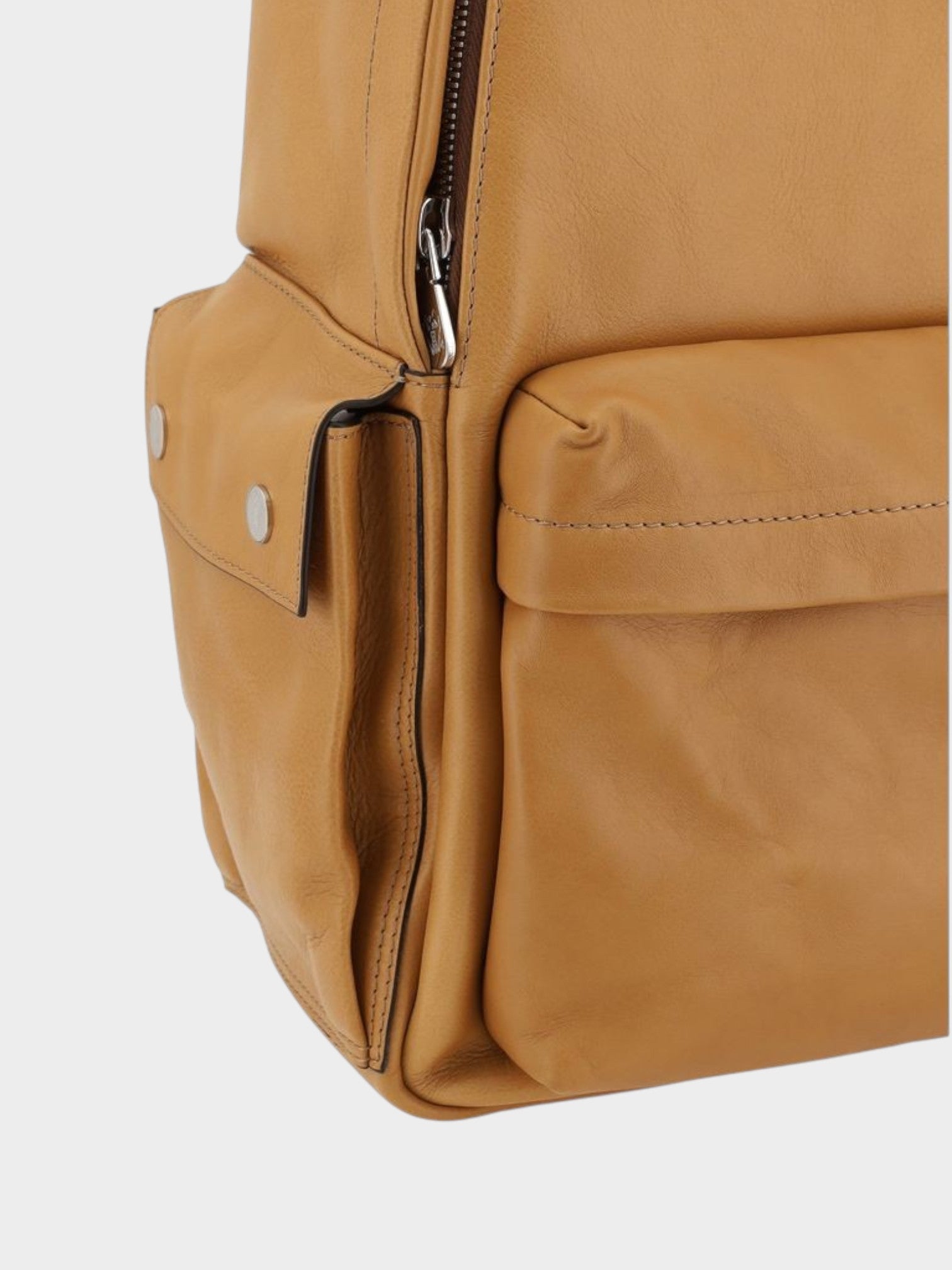 Brunello Cucinelli Brown Calf Leather Bos Taurus Backpack-thumbmail-3