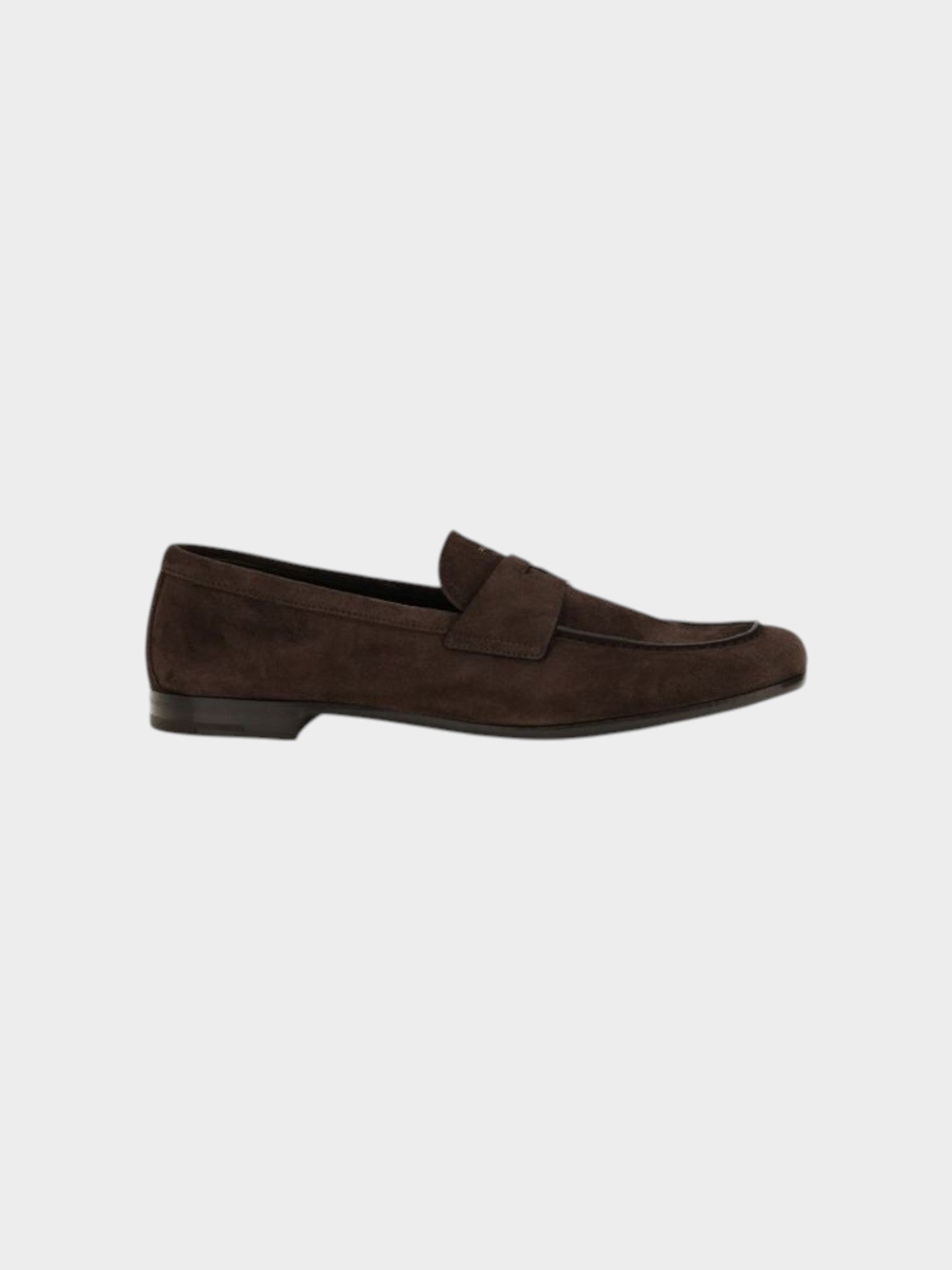Prada Brown Calf Leather Bos Taurus Slip-On Loafers