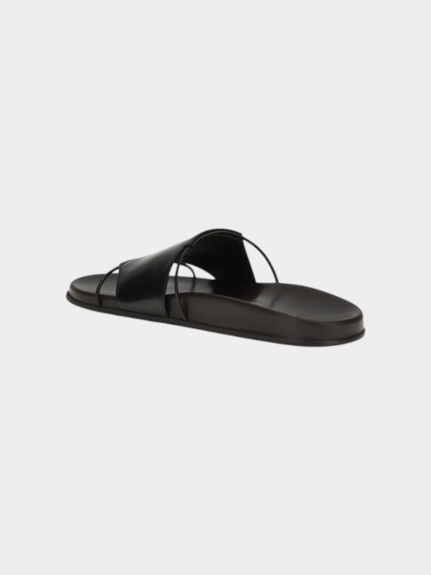 The Row Black Calf Leather Bos Taurus Flat Sandals-thumbmail-3